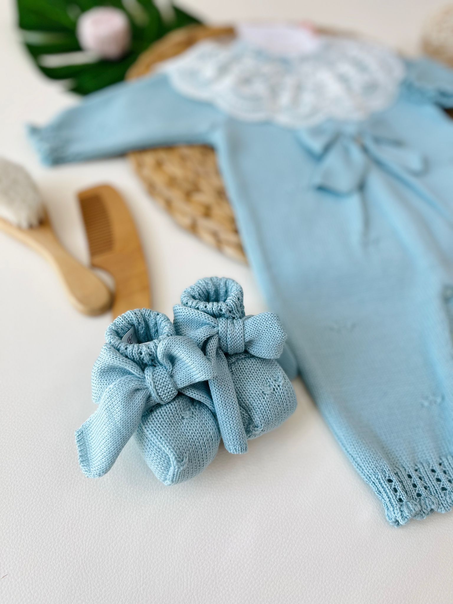 TUTINA CON BABBUCCE 100% LANA ACQUA MARINA - Noi da piccoli