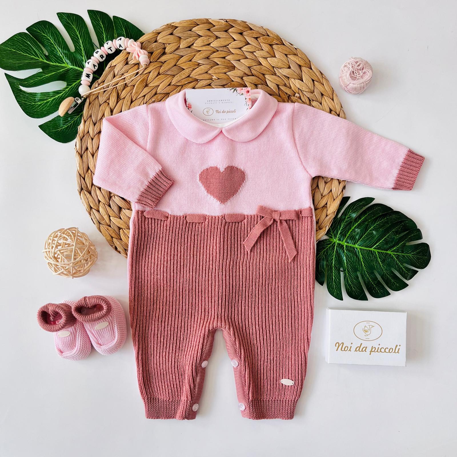 TUTINA CON BABBUCCE 100% LANA MALVA - Noi da piccoli