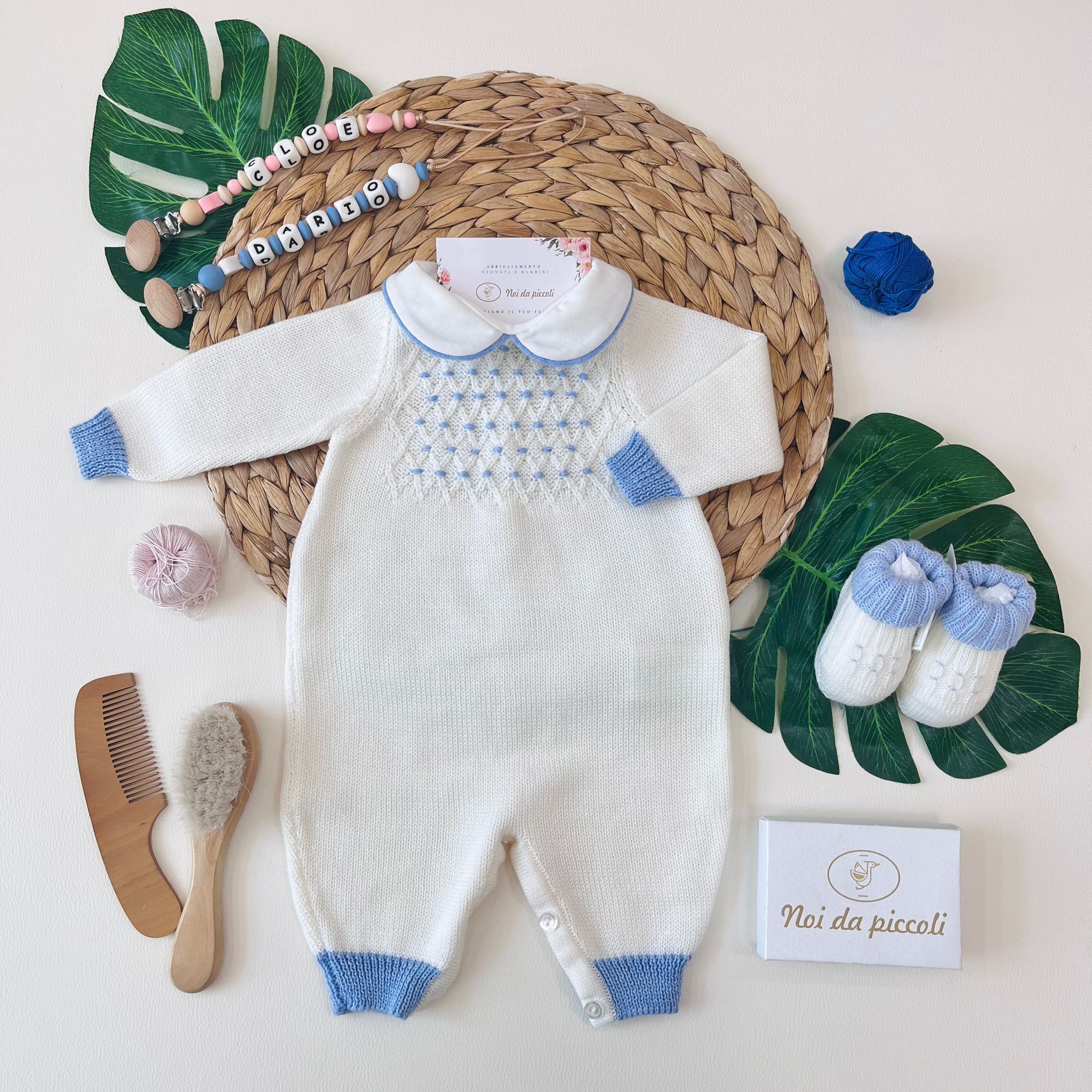 TUTINA CON BABBUCCE 100% lana merino extrafine PANNA SUGAR - Noi da piccoli