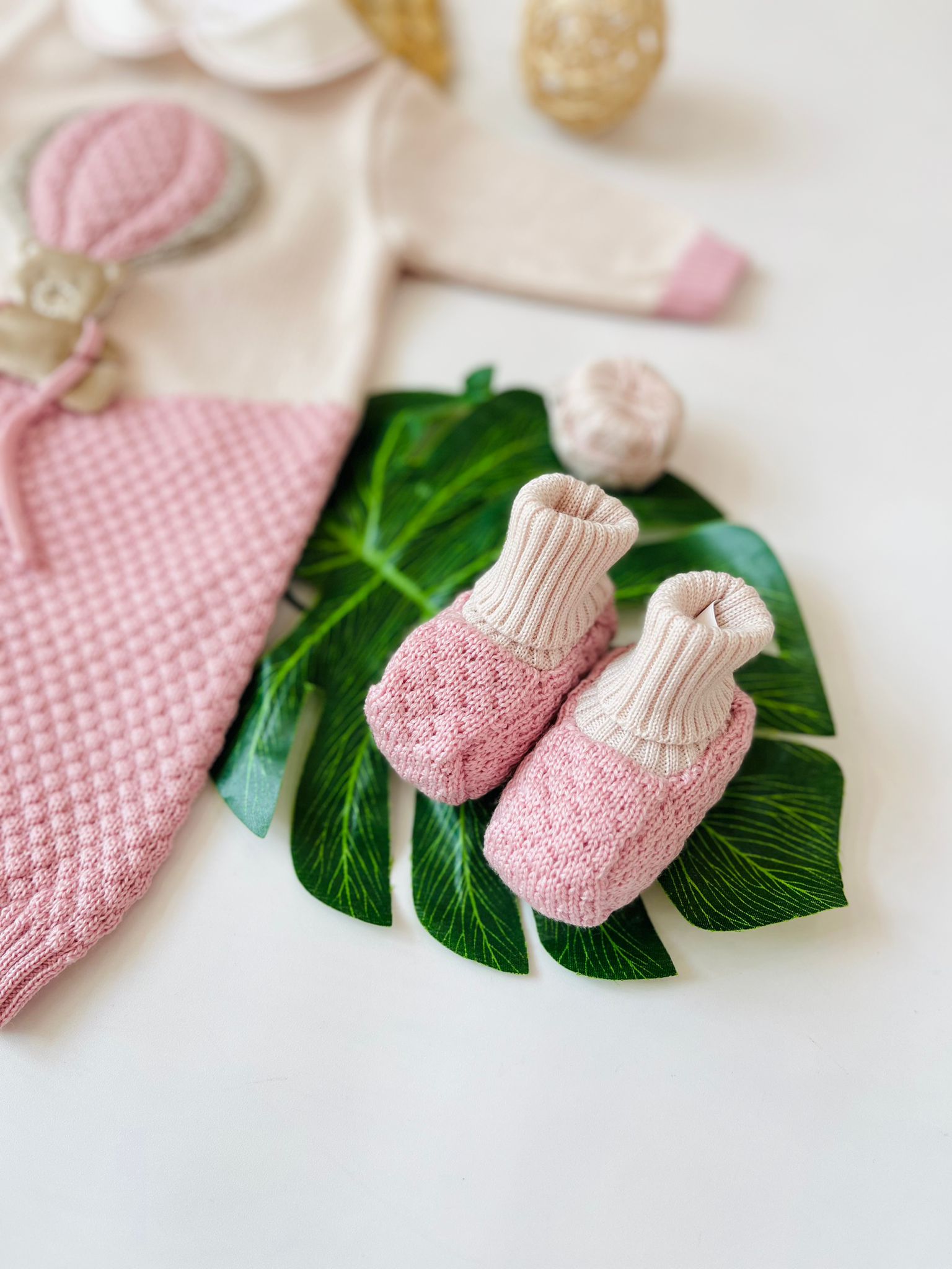 TUTINA CON BABBUCCE 100% LANA NATURALBIO MARSALA - Noi da piccoli