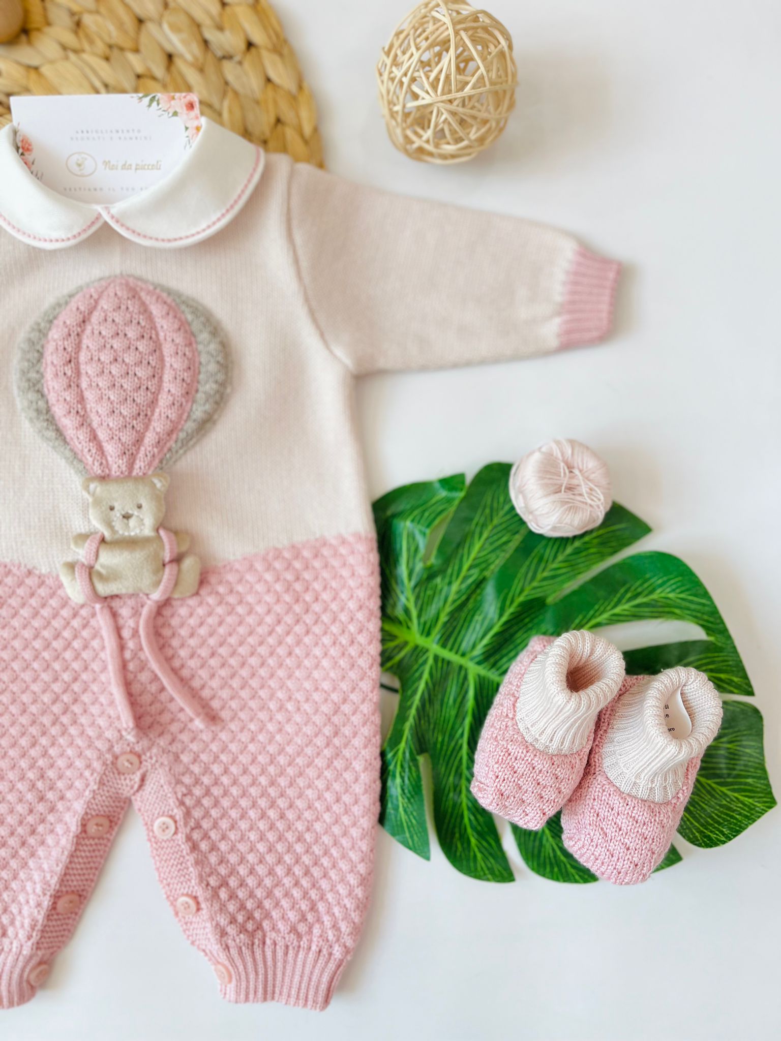 TUTINA CON BABBUCCE 100% LANA NATURALBIO MARSALA - Noi da piccoli