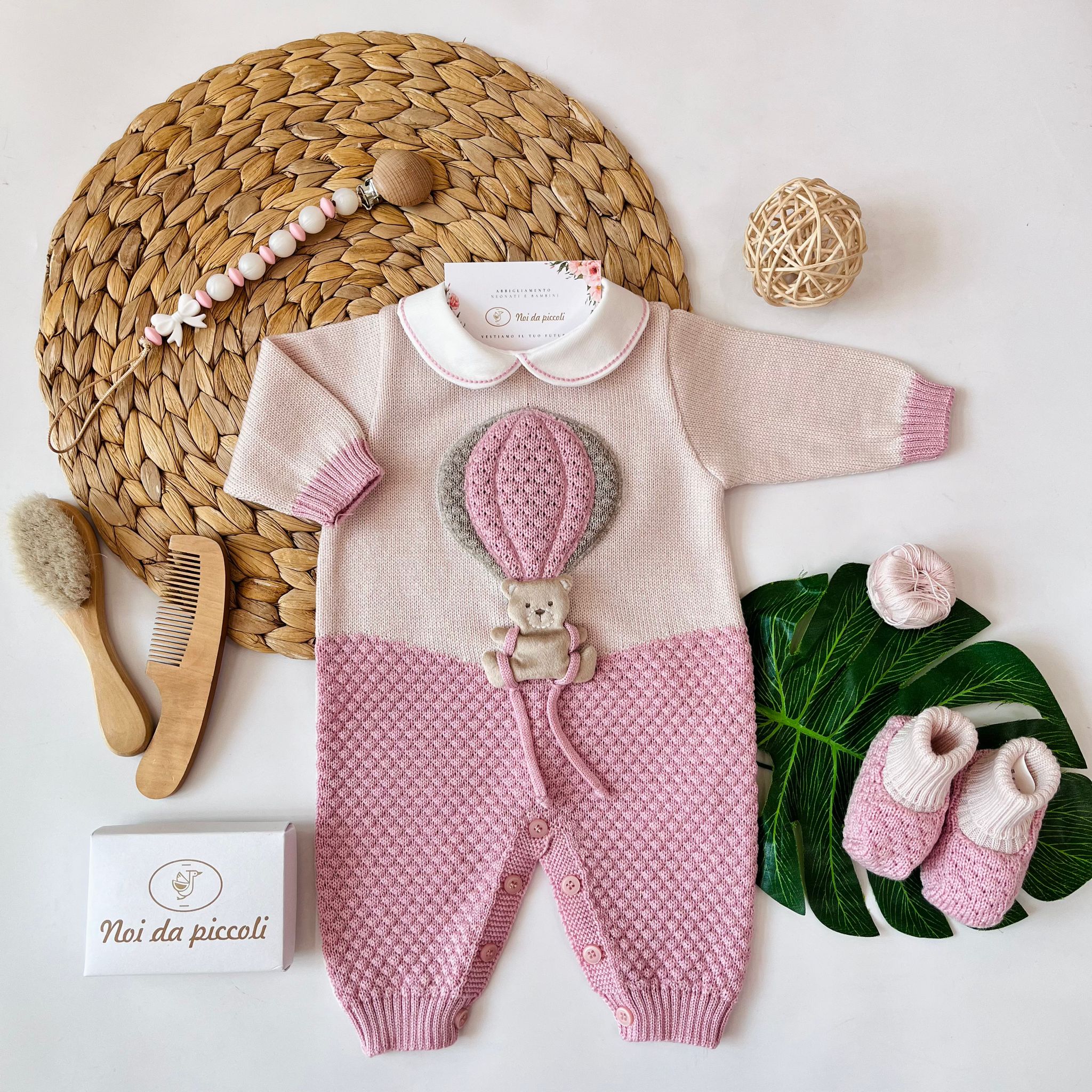 TUTINA CON BABBUCCE 100% LANA NATURALBIO MARSALA - Noi da piccoli