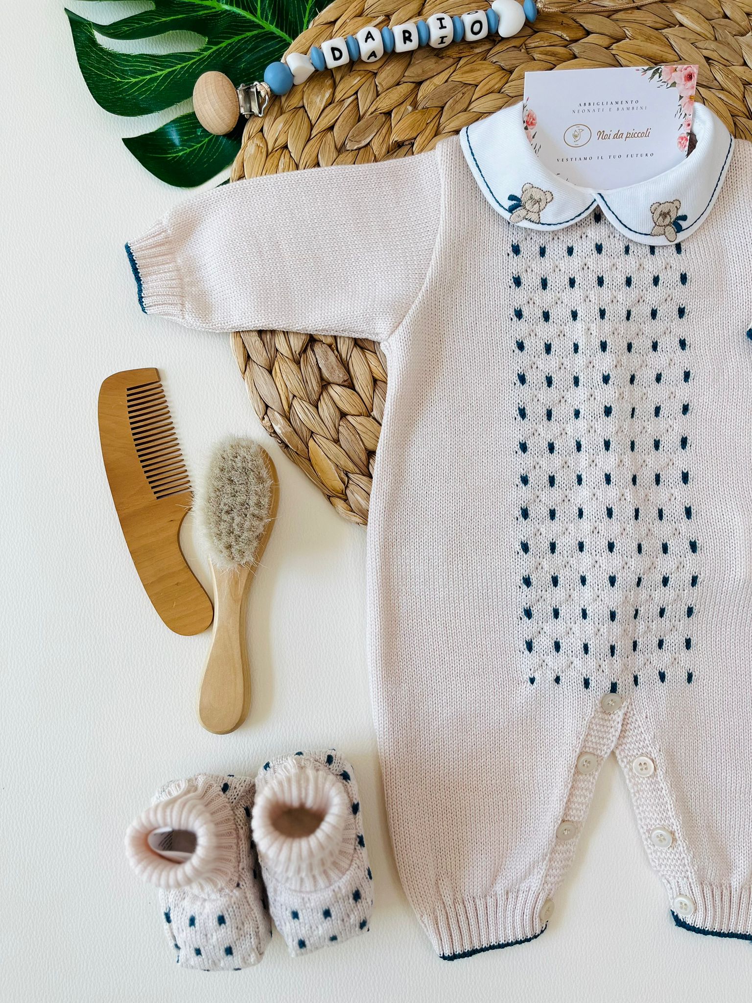 TUTINA CON BABBUCCE 100% LANA NATURALBIO ZAFFIRO - Noi da piccoli