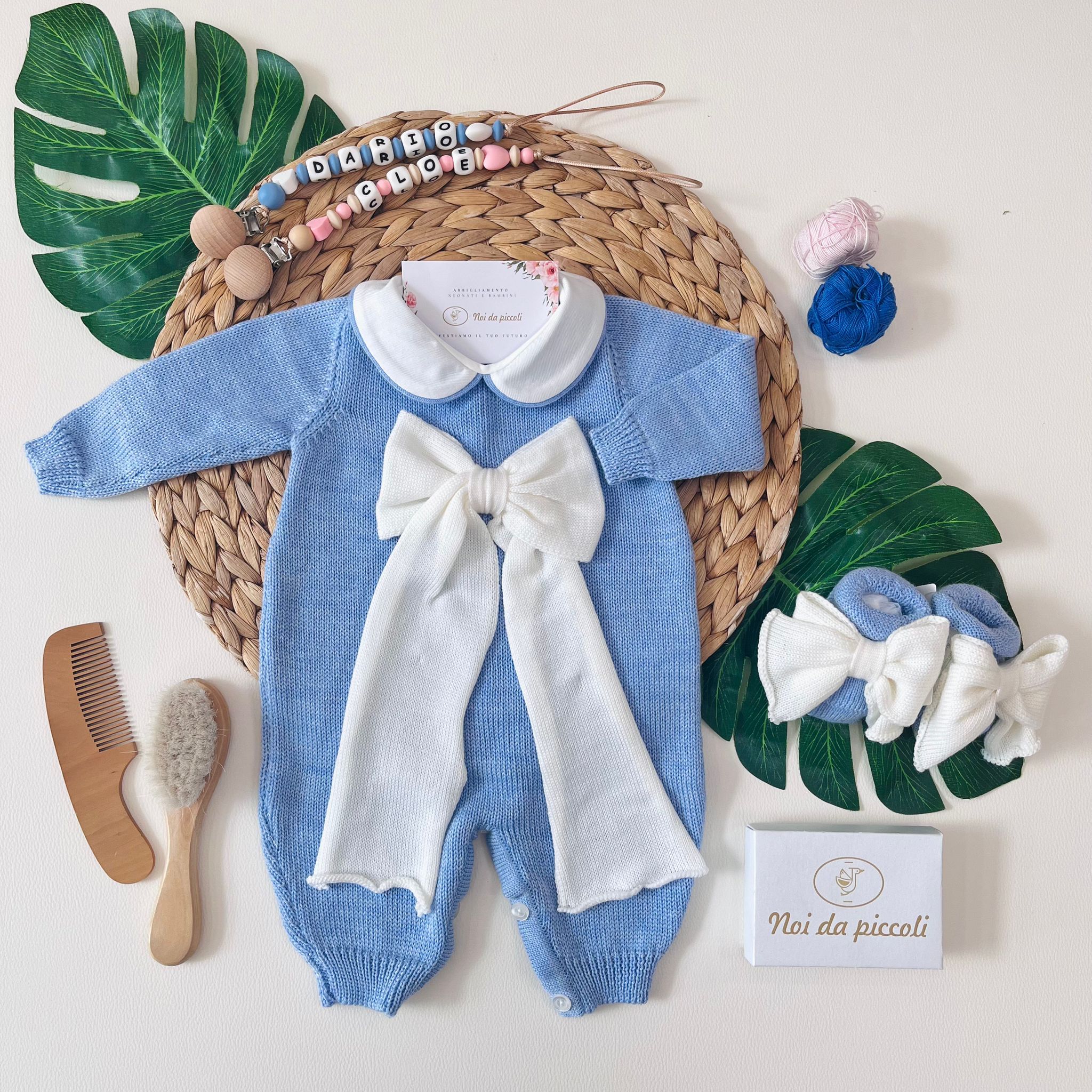 TUTINA CON BABBUCCE FIOCCONE 100% lana merino extrafine SUGAR - Noi da piccoli