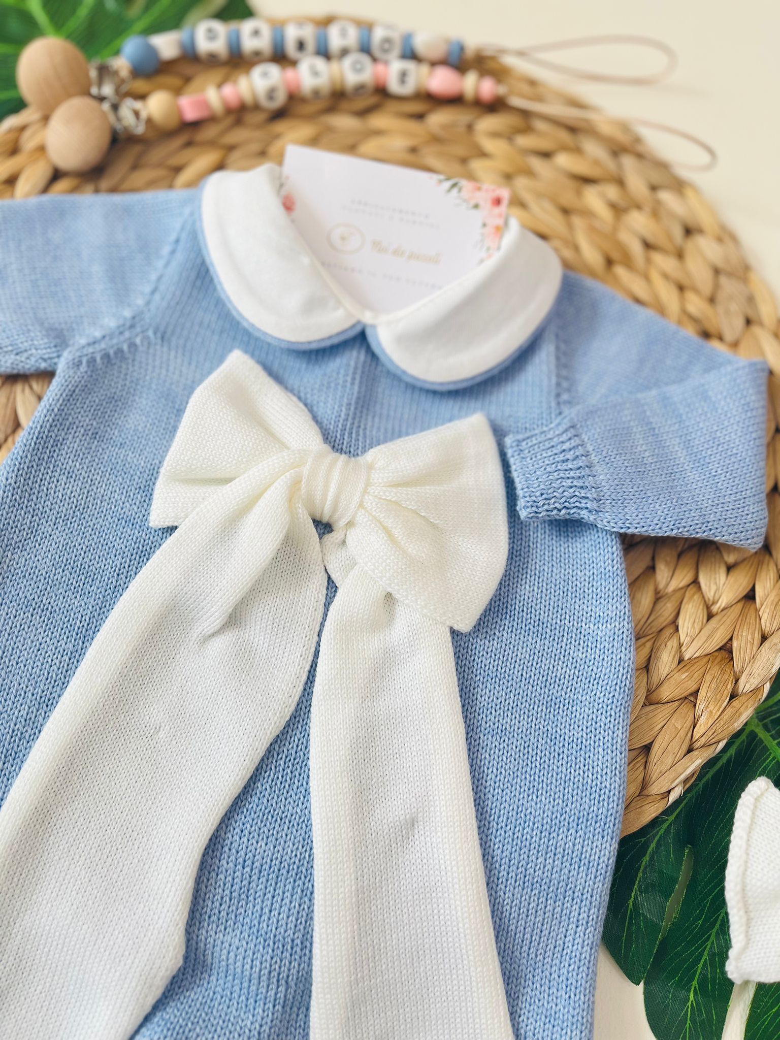 TUTINA CON BABBUCCE FIOCCONE 100% lana merino extrafine SUGAR - Noi da piccoli