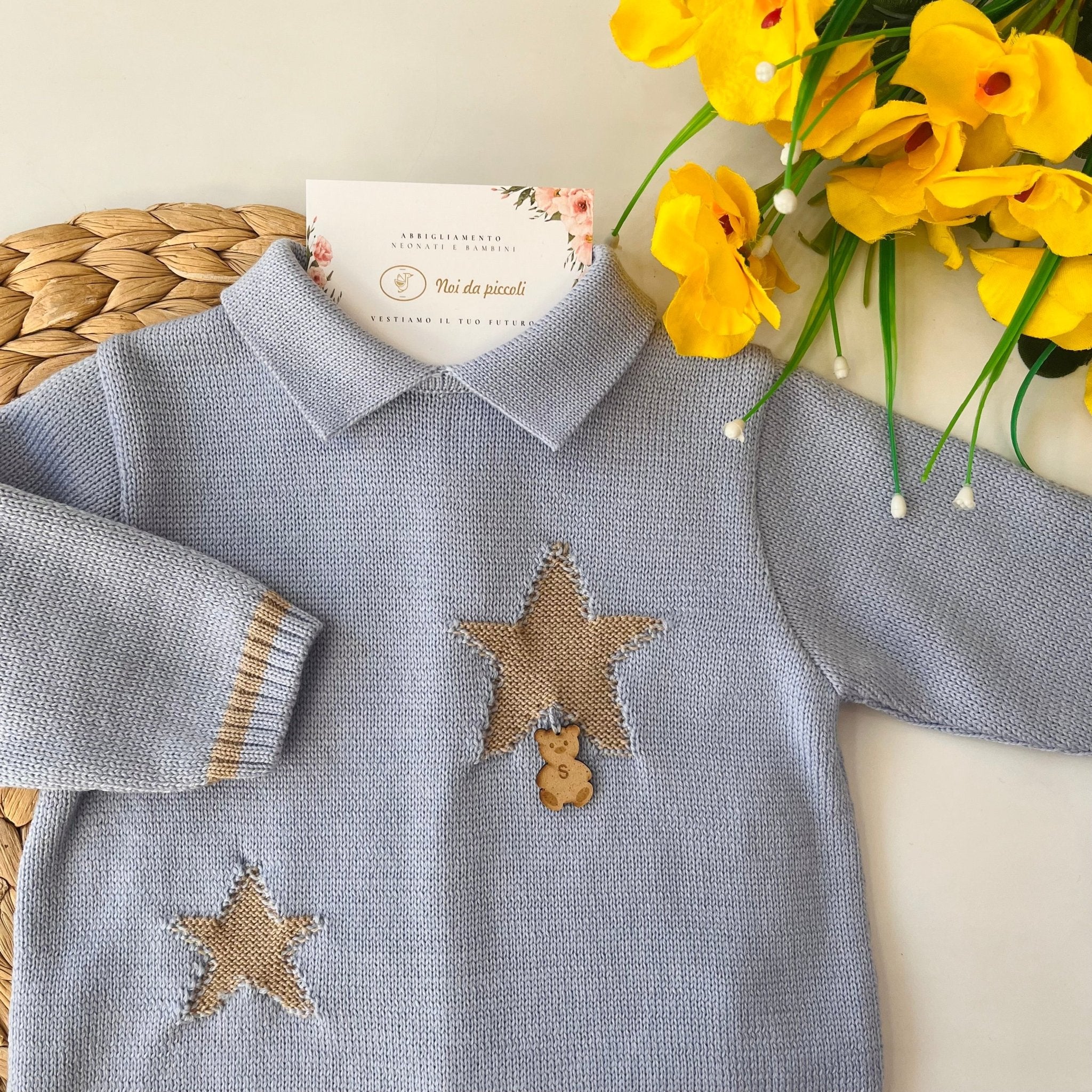 TUTINA CON BABBUCCE POLVERE CAMMELLO 100% LANA - Noi da piccoli