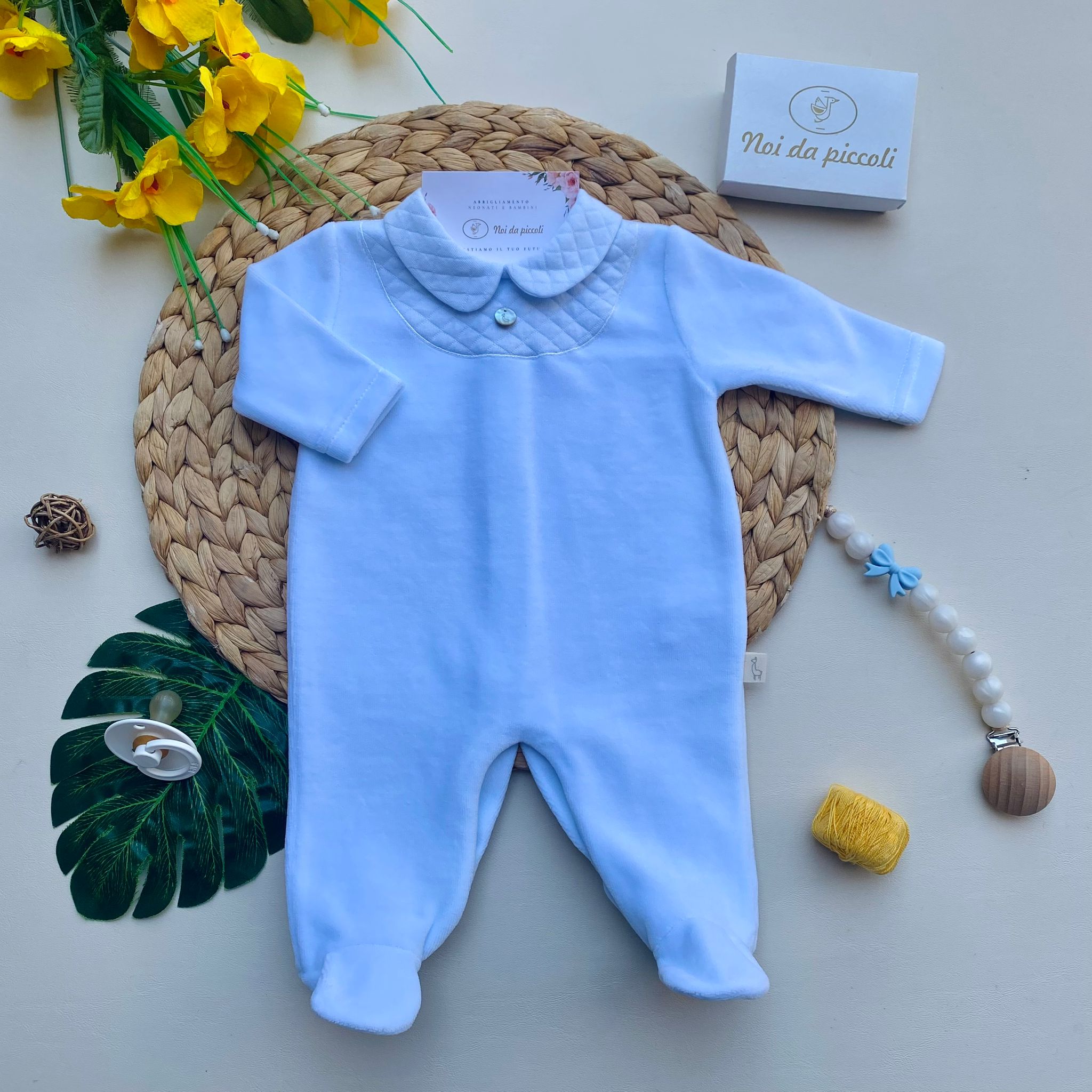 TUTINA CON BOTTONCINO IN MADREPERLA CINIGLIA CIELO - Noi da piccoli