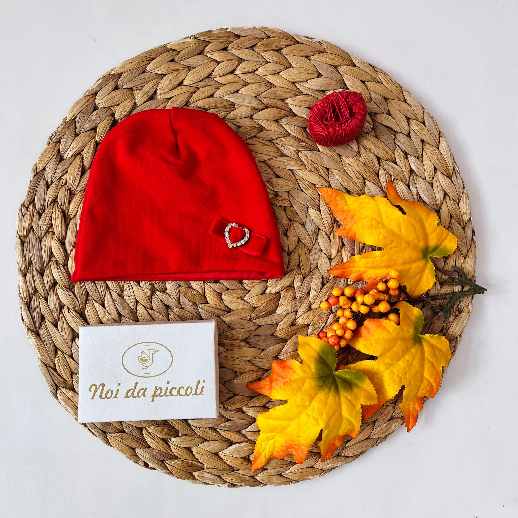 TUTINA CON CAPPELLINO COTONE CALDO ROSSO - Noi da piccoli