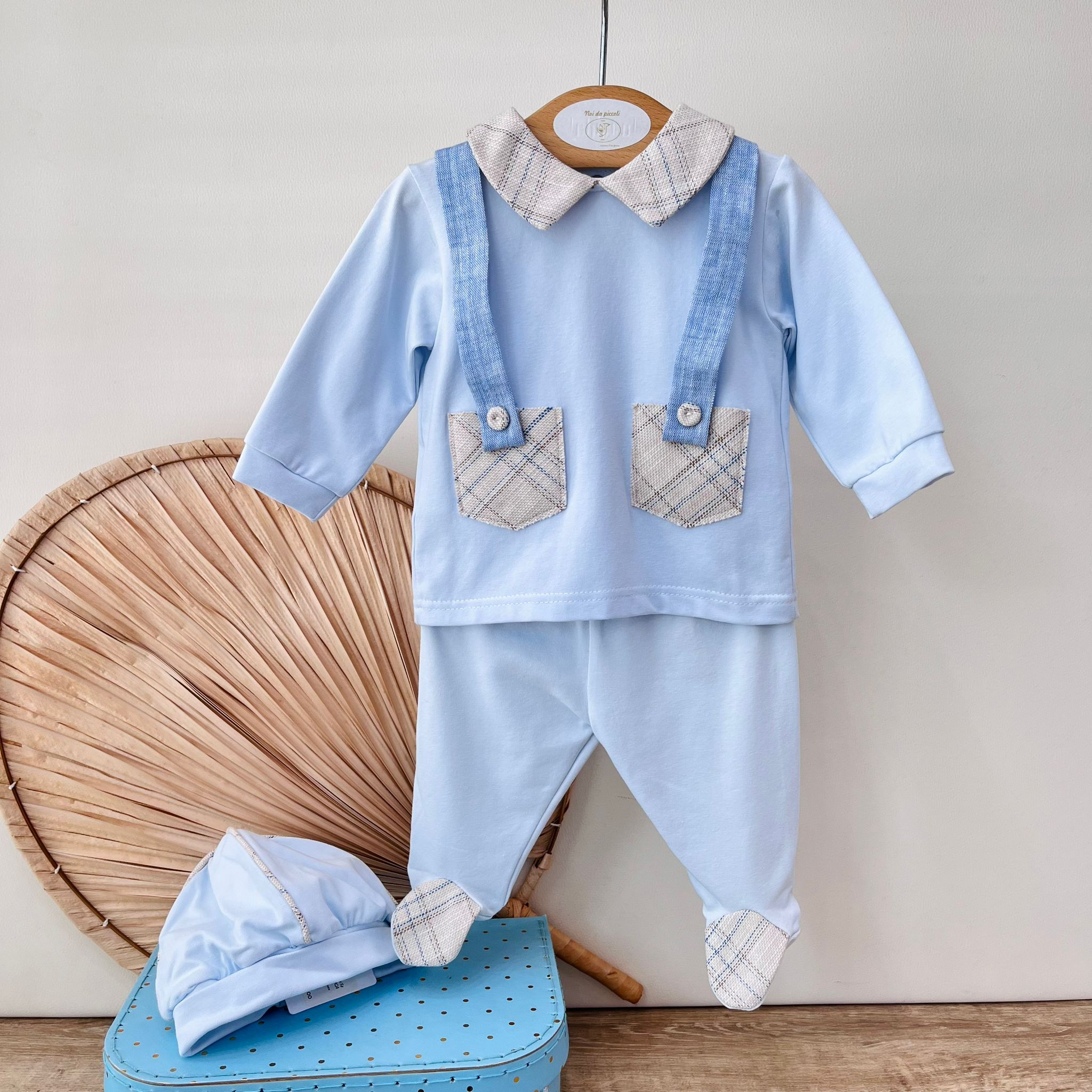 TUTINA CON CAPPELLINO IN COTONE CIELO - Noi da piccoli