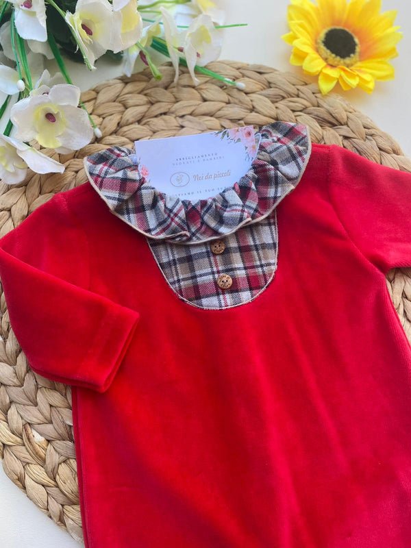 TUTINA CON COLLETTO A QUADRONI CINIGLIA ROUGE - Noi da piccoli