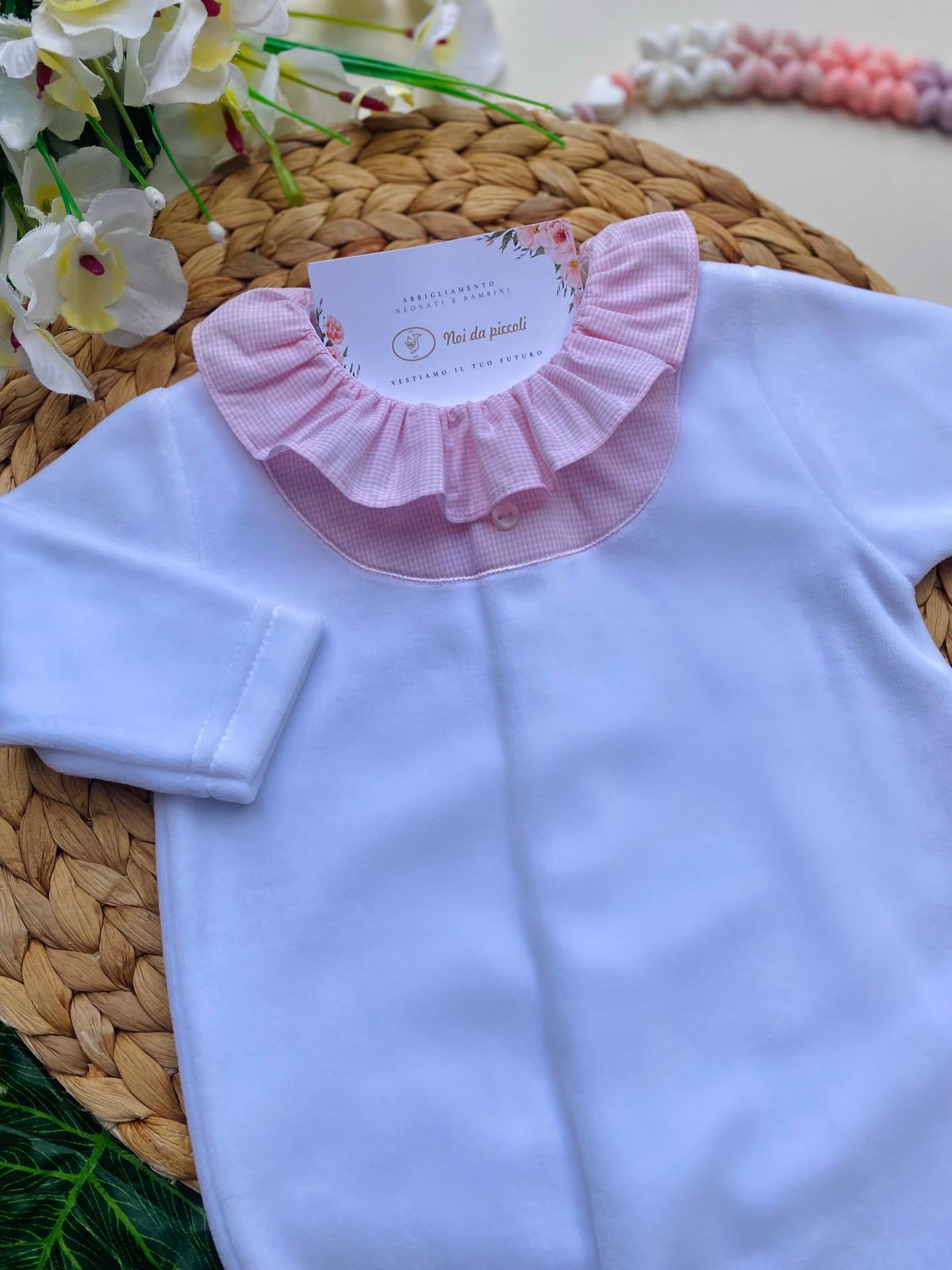 TUTINA CON COLLETTO A VOILAT CINIGLIA BIANCO - Noi da piccoli