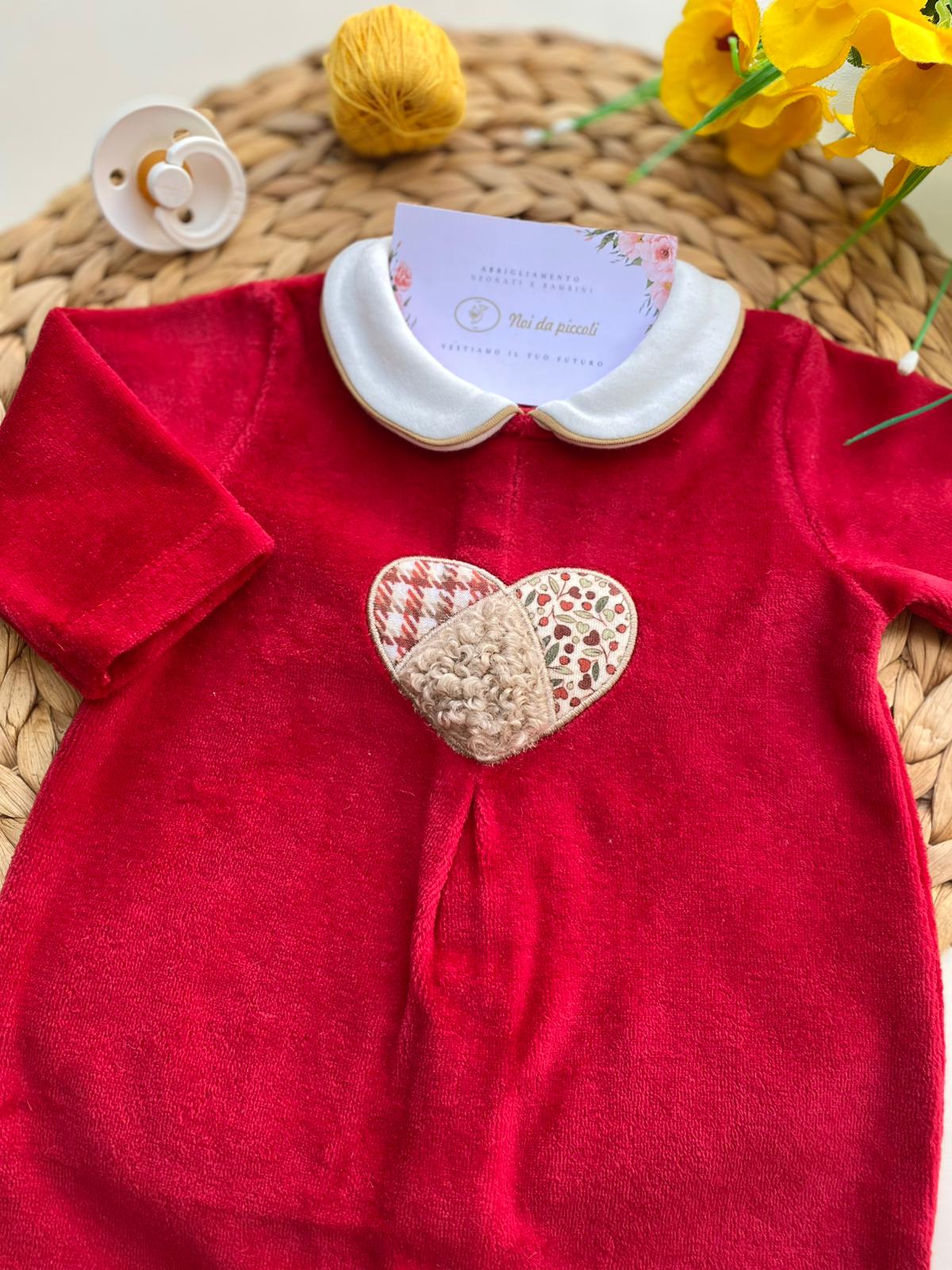 TUTINA CON CUORE E COLLETTO BIANCO CINIGLIA ROUGE - Noi da piccoli