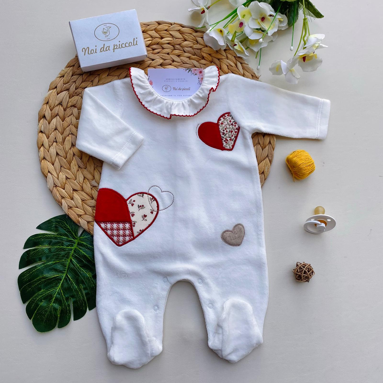 TUTINA CON CUORICINI CINIGLIA BIANCO - Noi da piccoli