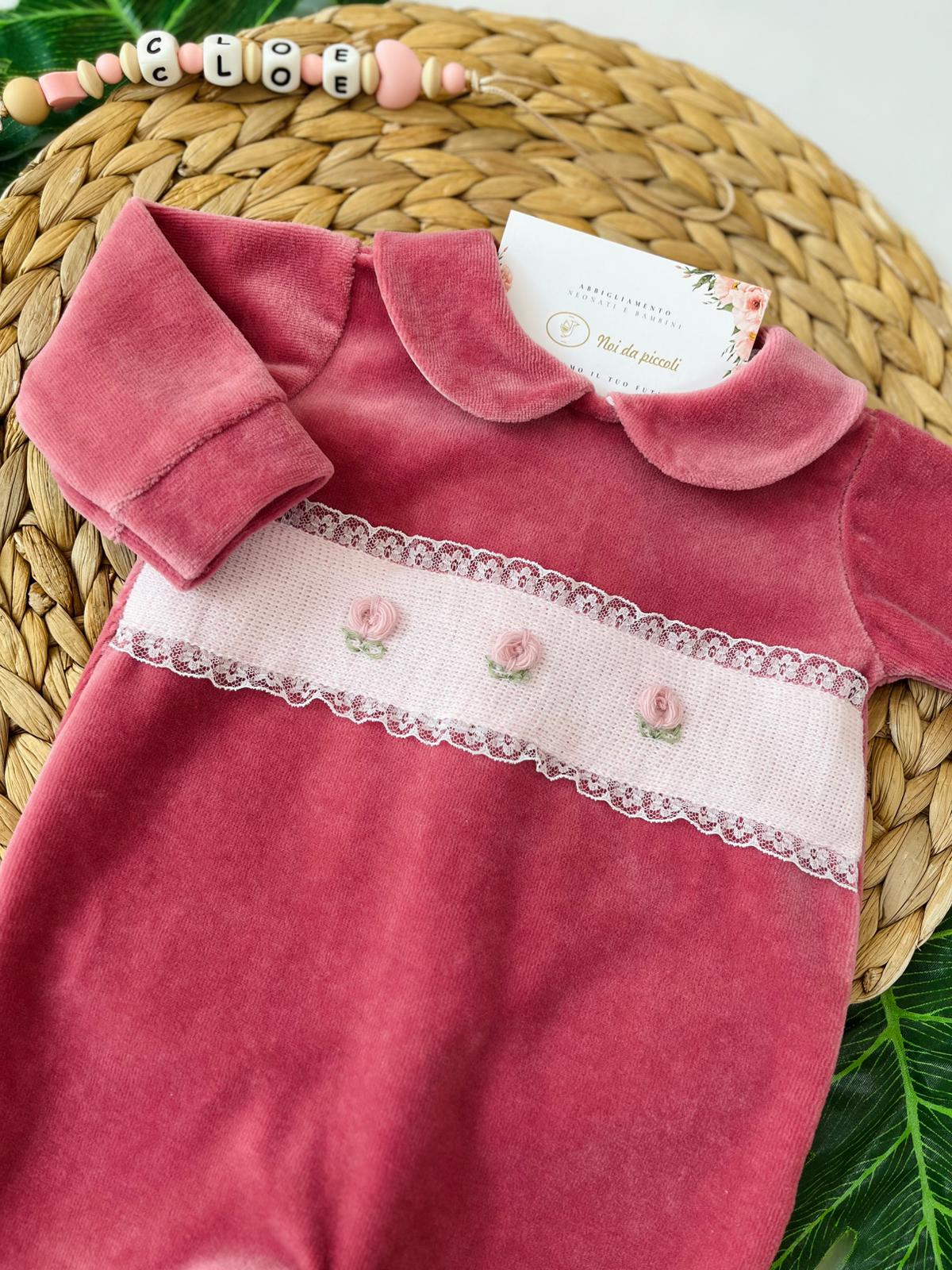 TUTINA CON FASCIA BIANCA E FIORI CINIGLIA CIPOLLA - Noi da piccoli