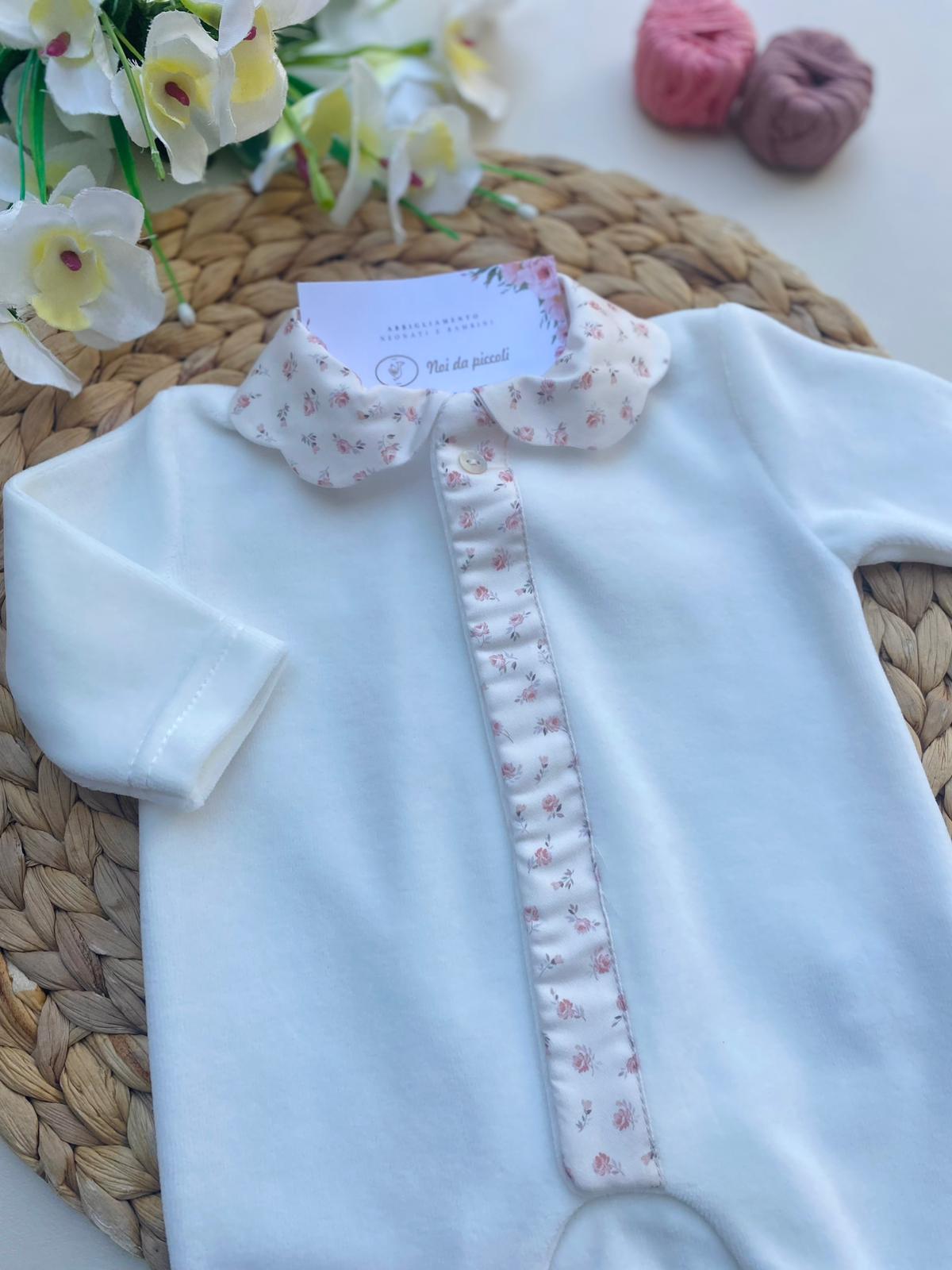 TUTINA CON FIORELLINI CINIGLIA BIANCO ROSA - Noi da piccoli
