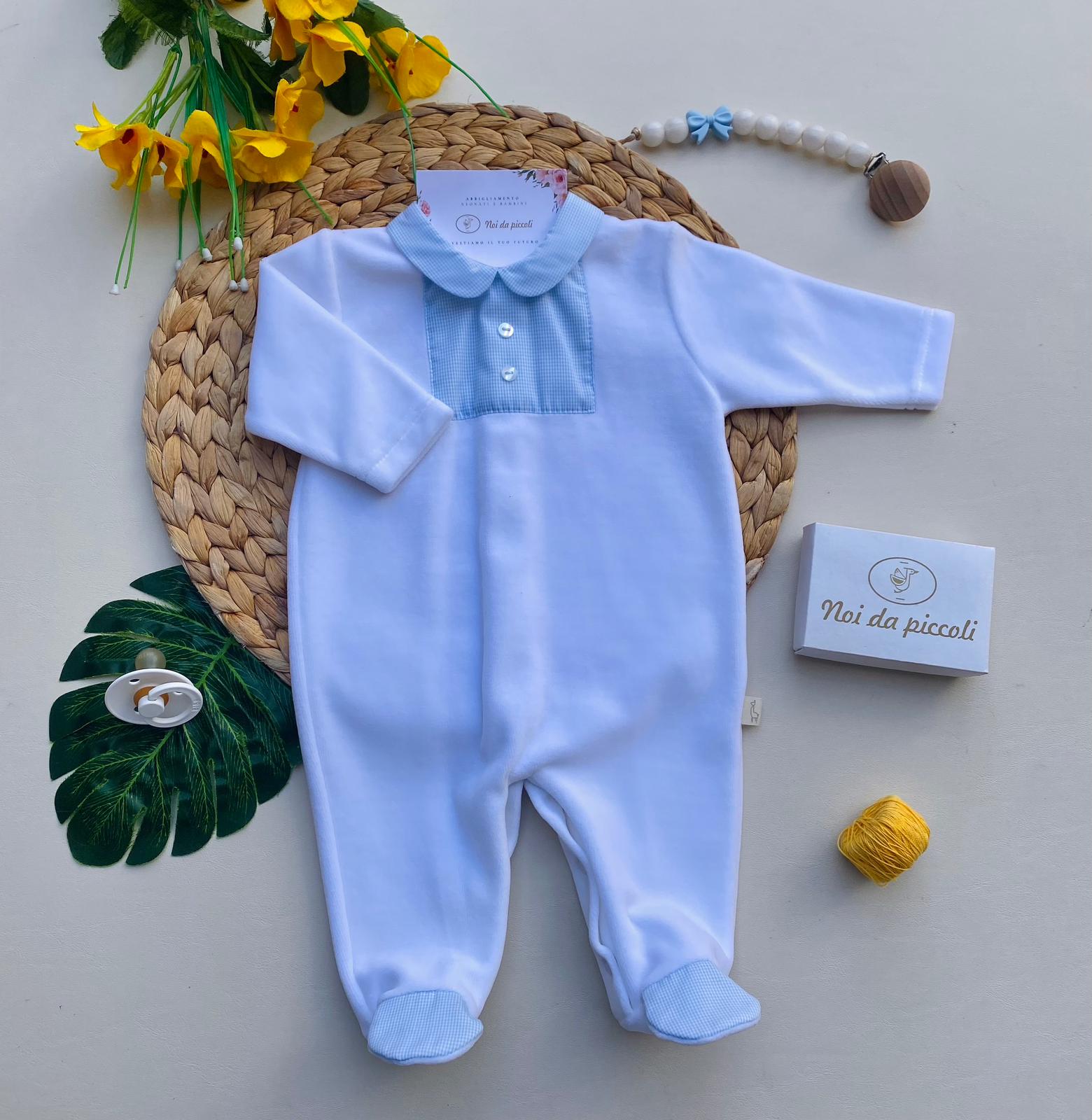 TUTINA CON PARTE SUPERIORE A QUADRATINI CINIGLIA Bianco Cielo - Noi da piccoli