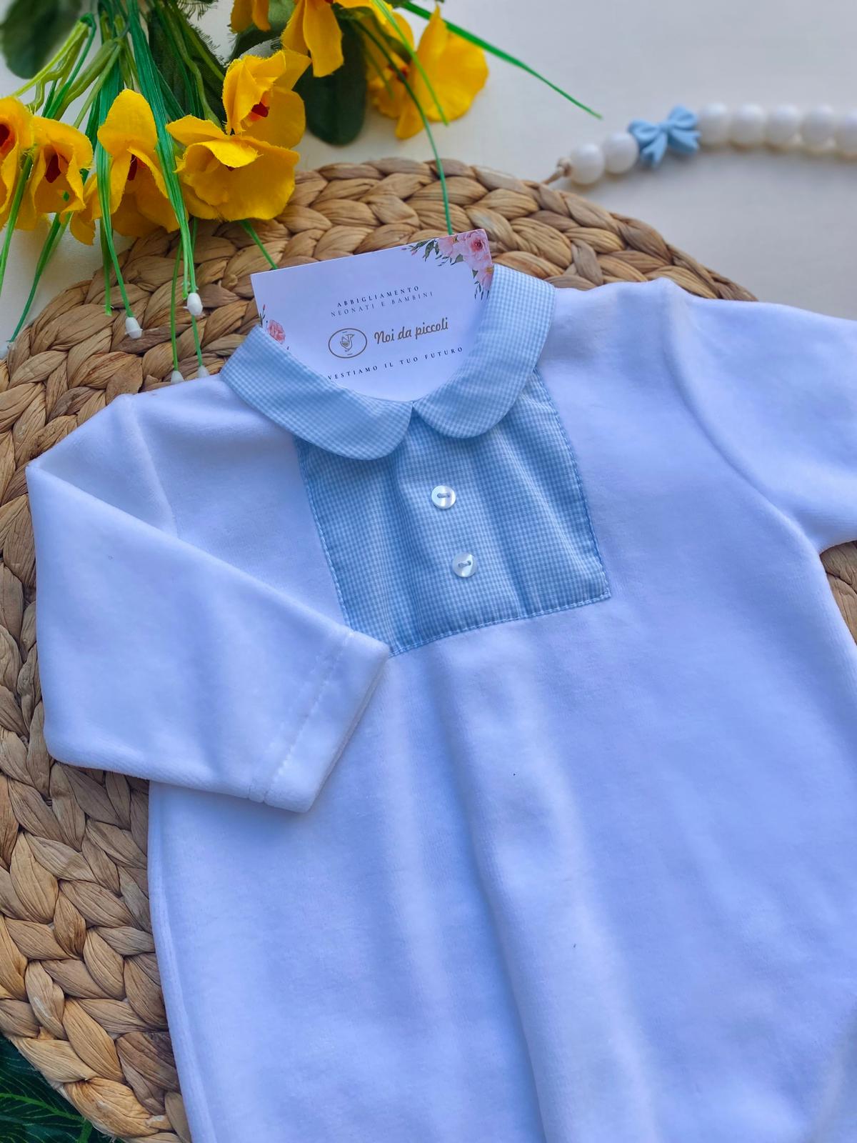 TUTINA CON PARTE SUPERIORE A QUADRATINI CINIGLIA Bianco Cielo - Noi da piccoli