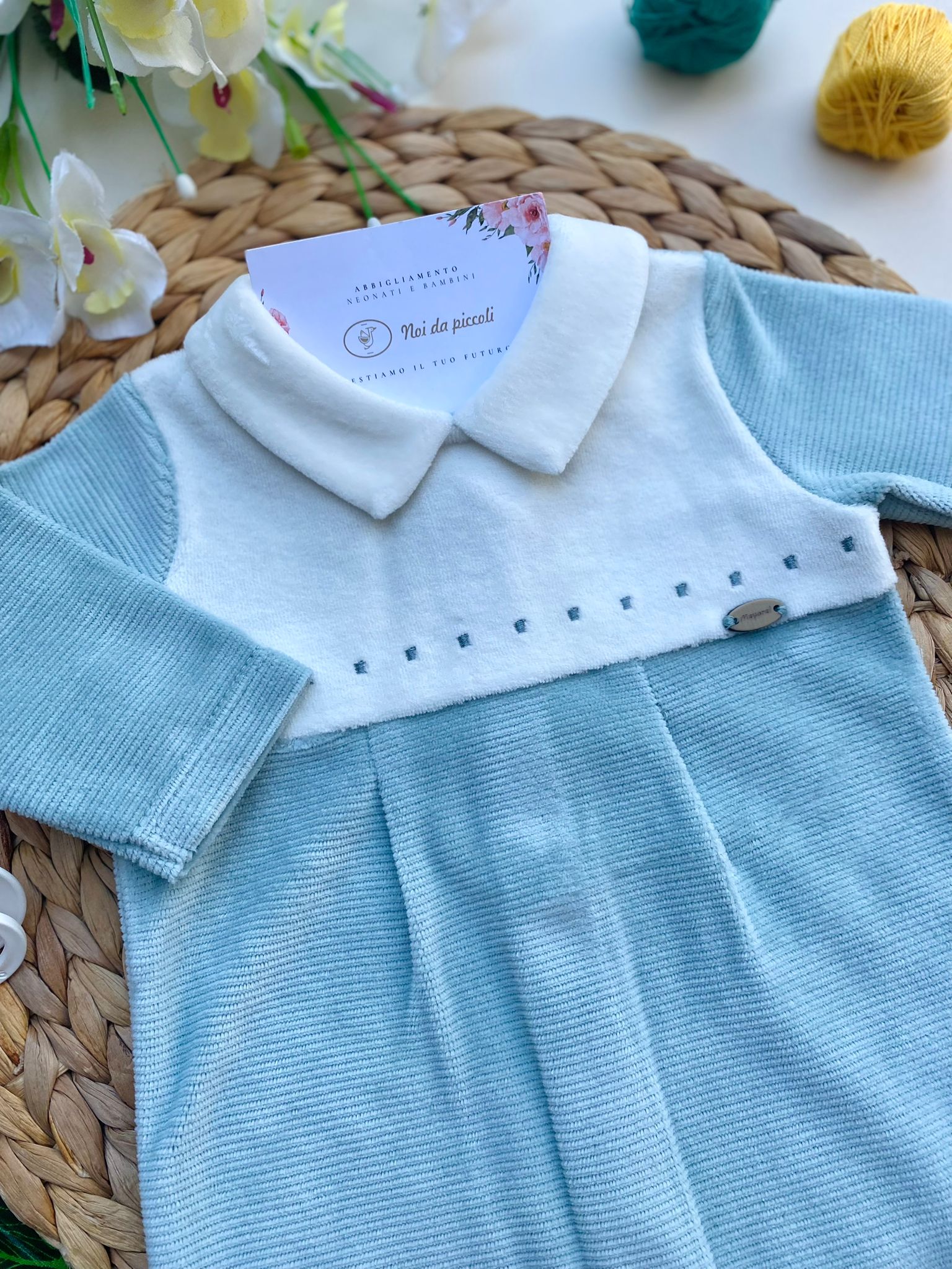 TUTINA CON PARTE SUPERIORE BIANCA CINIGLIA VERDE ACQUA - Noi da piccoli