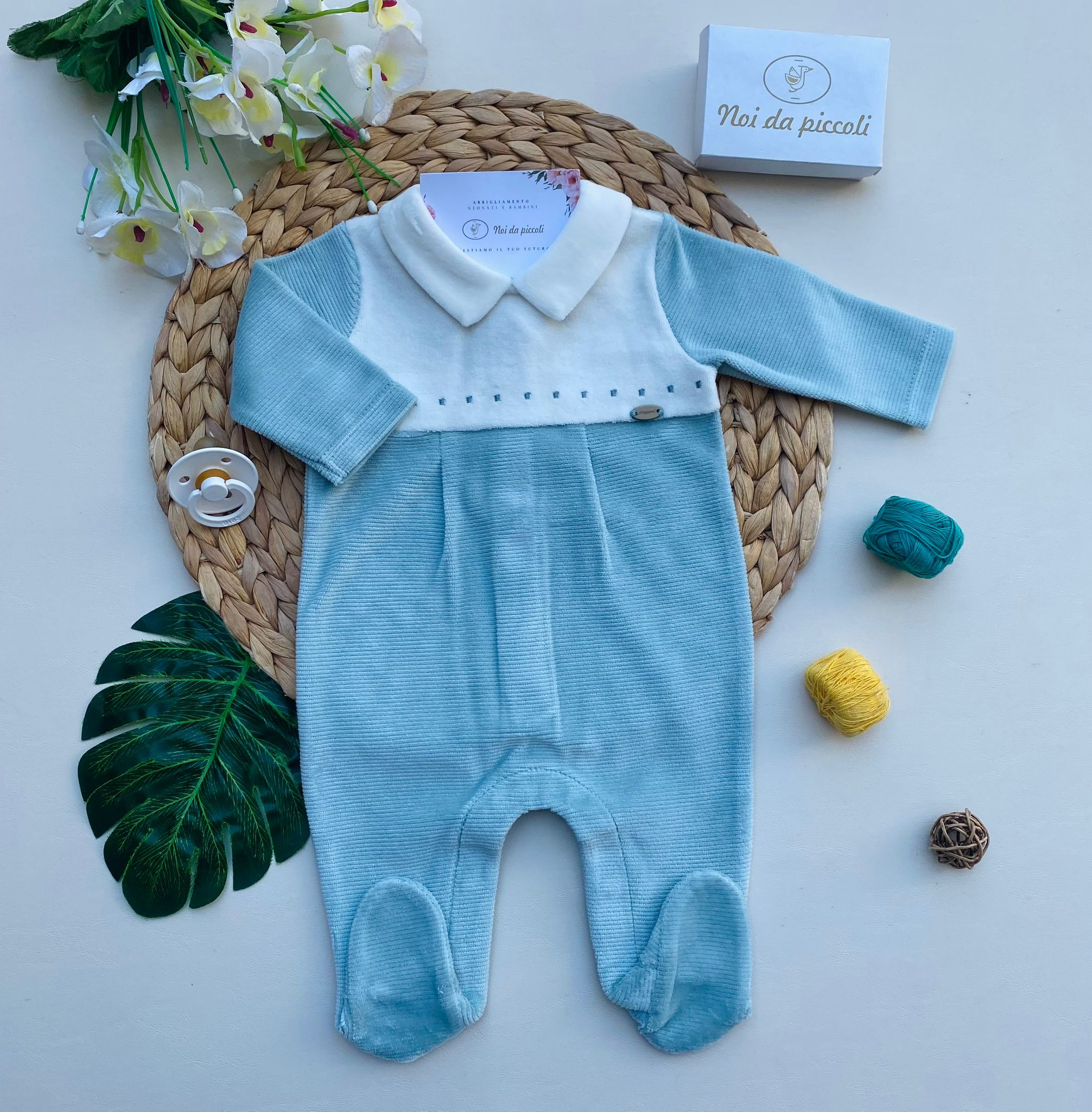 TUTINA CON PARTE SUPERIORE BIANCA CINIGLIA VERDE ACQUA - Noi da piccoli