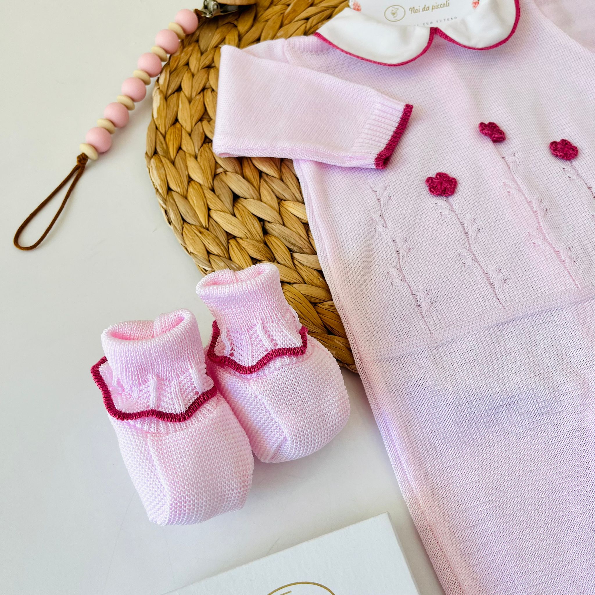 TUTINA CON PARURE 100 % COTONE ROSA - Noi da piccoli