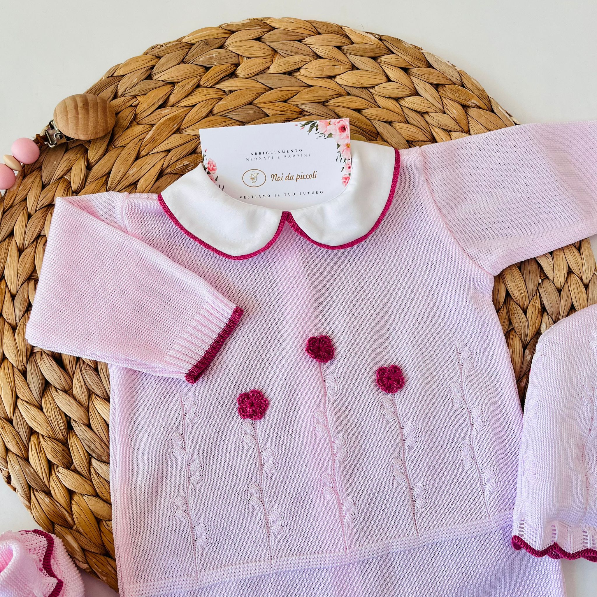 TUTINA CON PARURE 100 % COTONE ROSA - Noi da piccoli