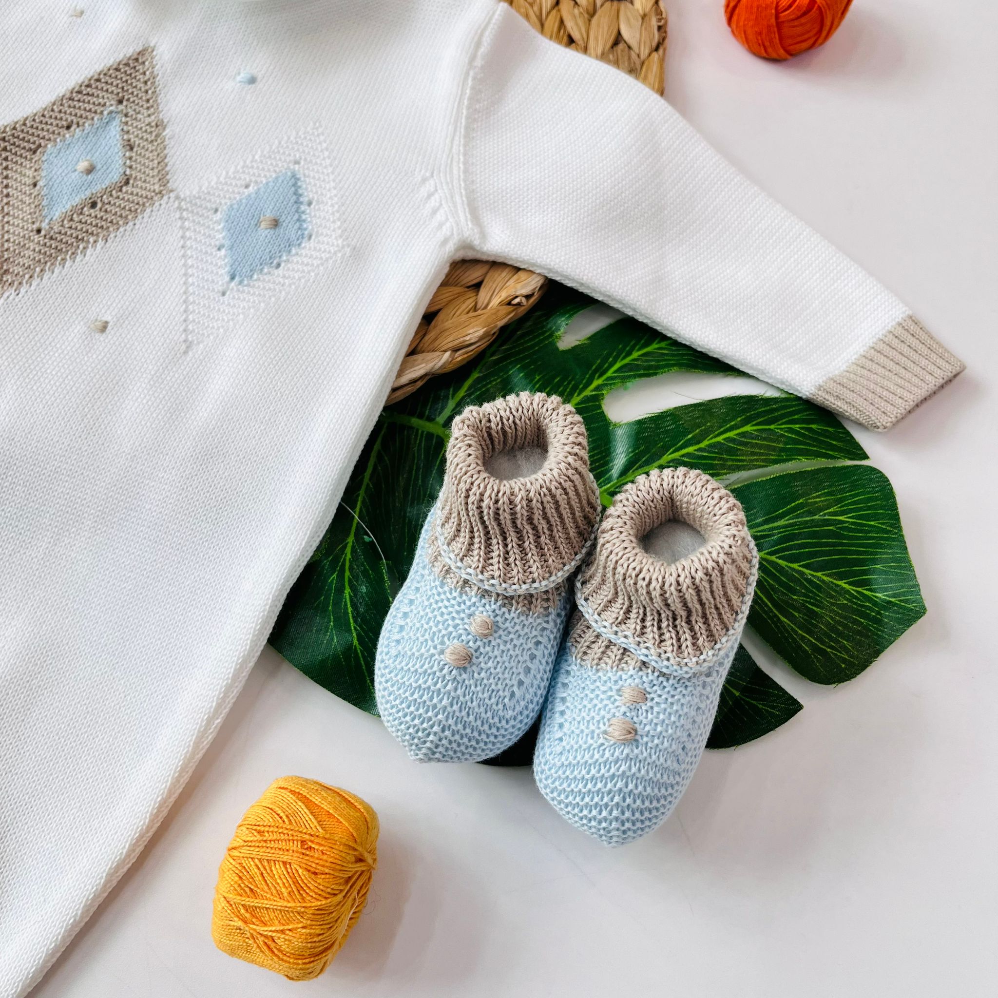 TUTINA CON PARURE 100% FILO DI COTONE BIANCO - Noi da piccoli