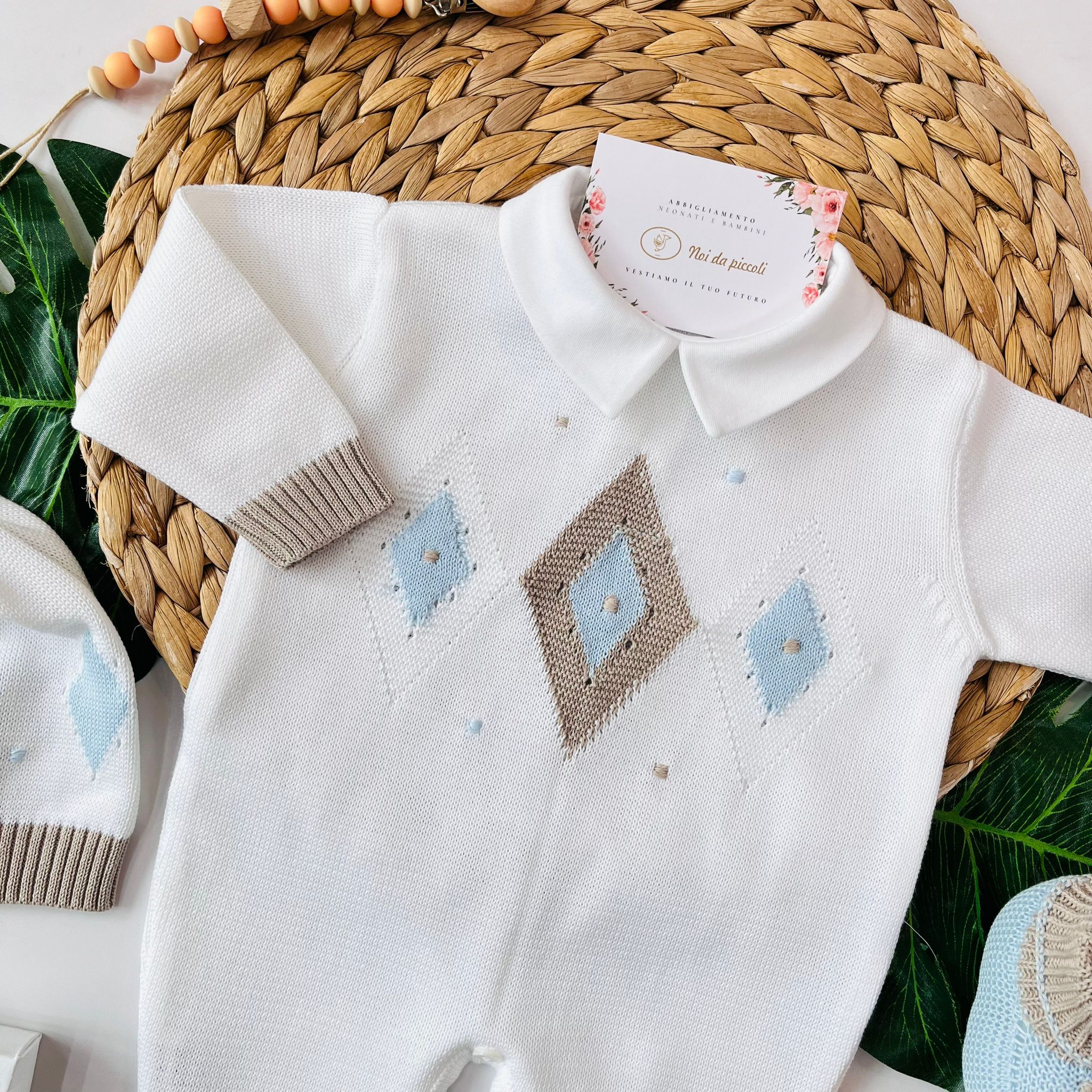 TUTINA CON PARURE 100% FILO DI COTONE BIANCO - Noi da piccoli