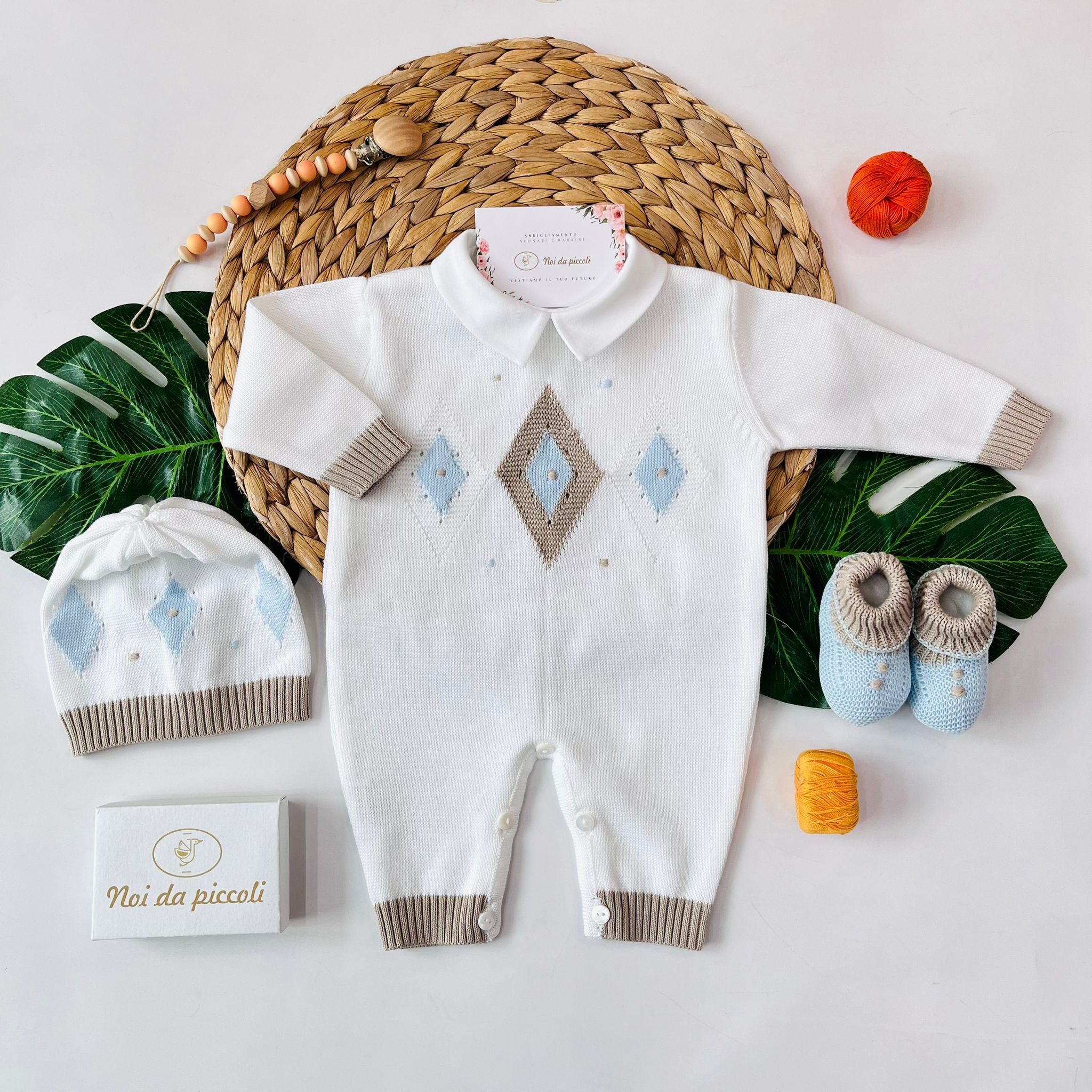 TUTINA CON PARURE 100% FILO DI COTONE BIANCO - Noi da piccoli