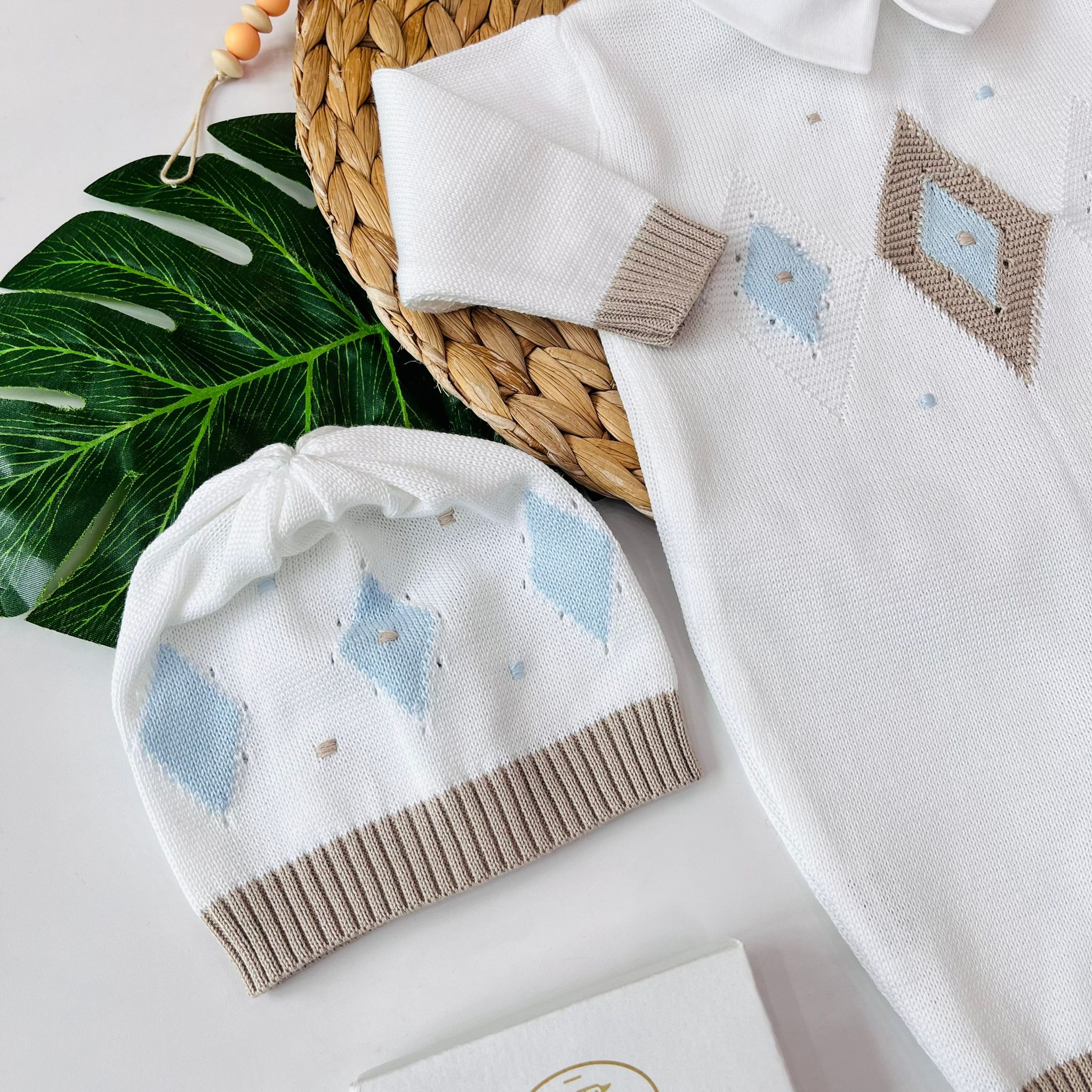 TUTINA CON PARURE 100% FILO DI COTONE BIANCO - Noi da piccoli