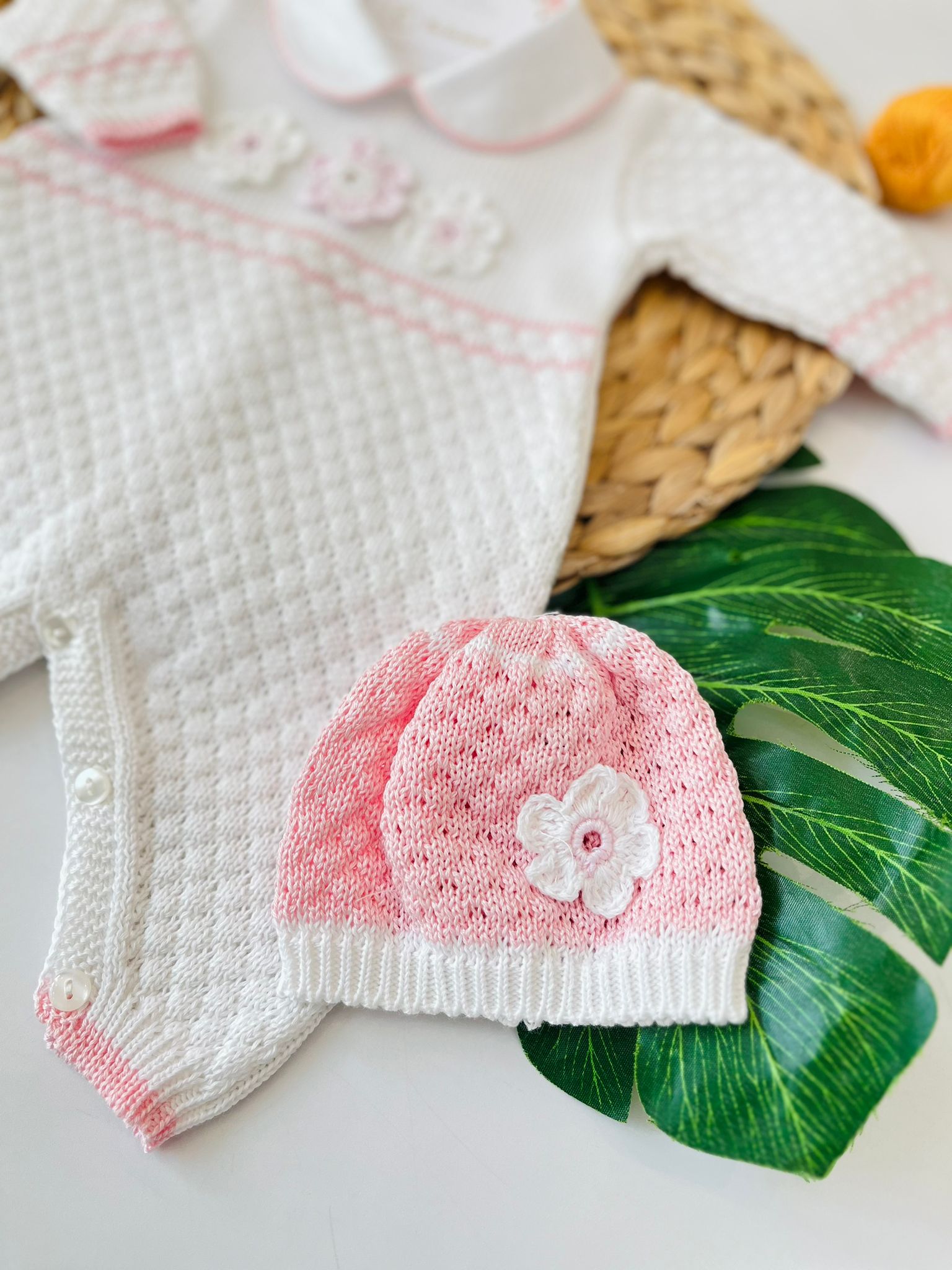 TUTINA CON PARURE 100% FILO DI COTONE BIANCO - Noi da piccoli