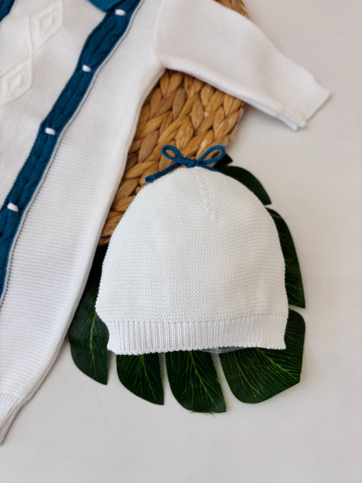 TUTINA CON PARURE 100% FILO DI COTONE BIANCO - Noi da piccoli