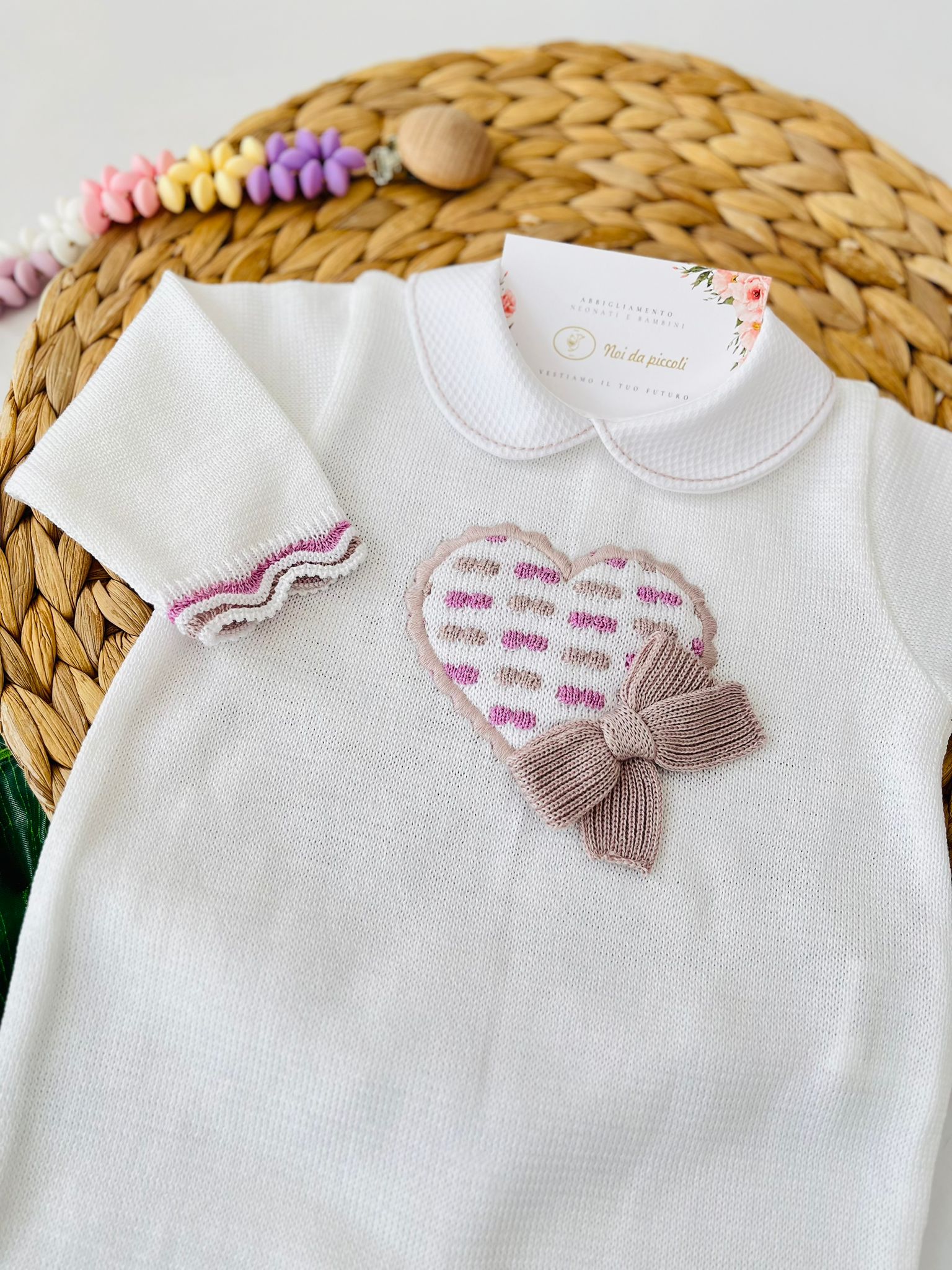 TUTINA CON PARURE 100% FILO DI COTONE CICLAMINO MARSALA - Noi da piccoli