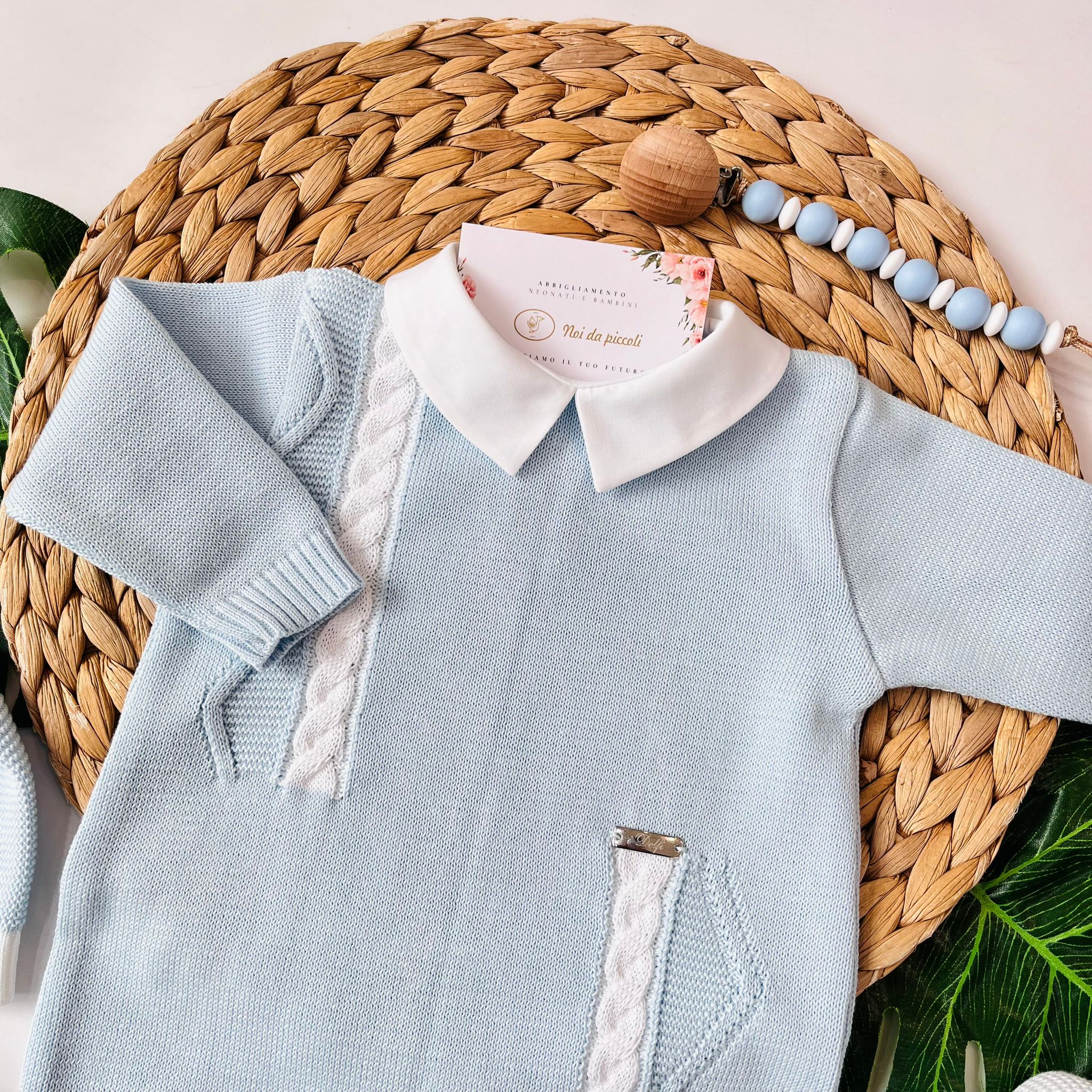 TUTINA CON PARURE 100% FILO DI COTONE CIELO - Noi da piccoli