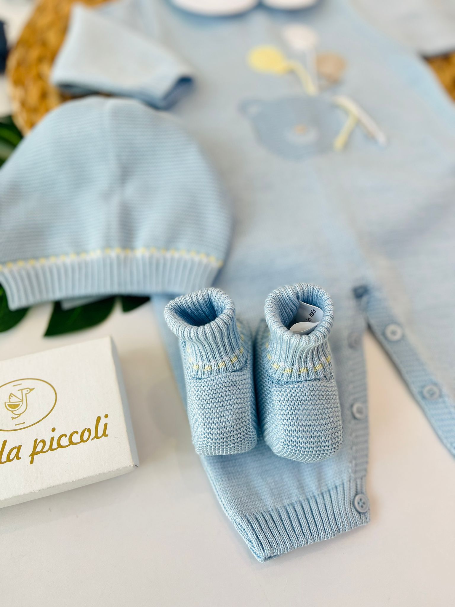 TUTINA CON PARURE 100% FILO DI COTONE CIELO - Noi da piccoli