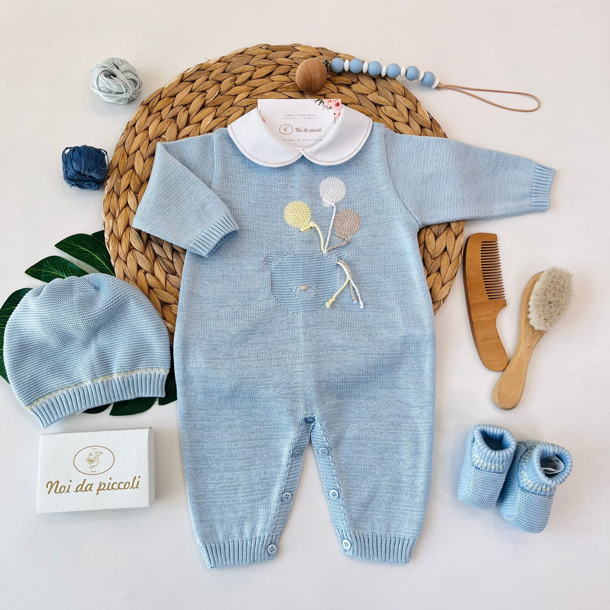 TUTINA CON PARURE 100% FILO DI COTONE CIELO - Noi da piccoli