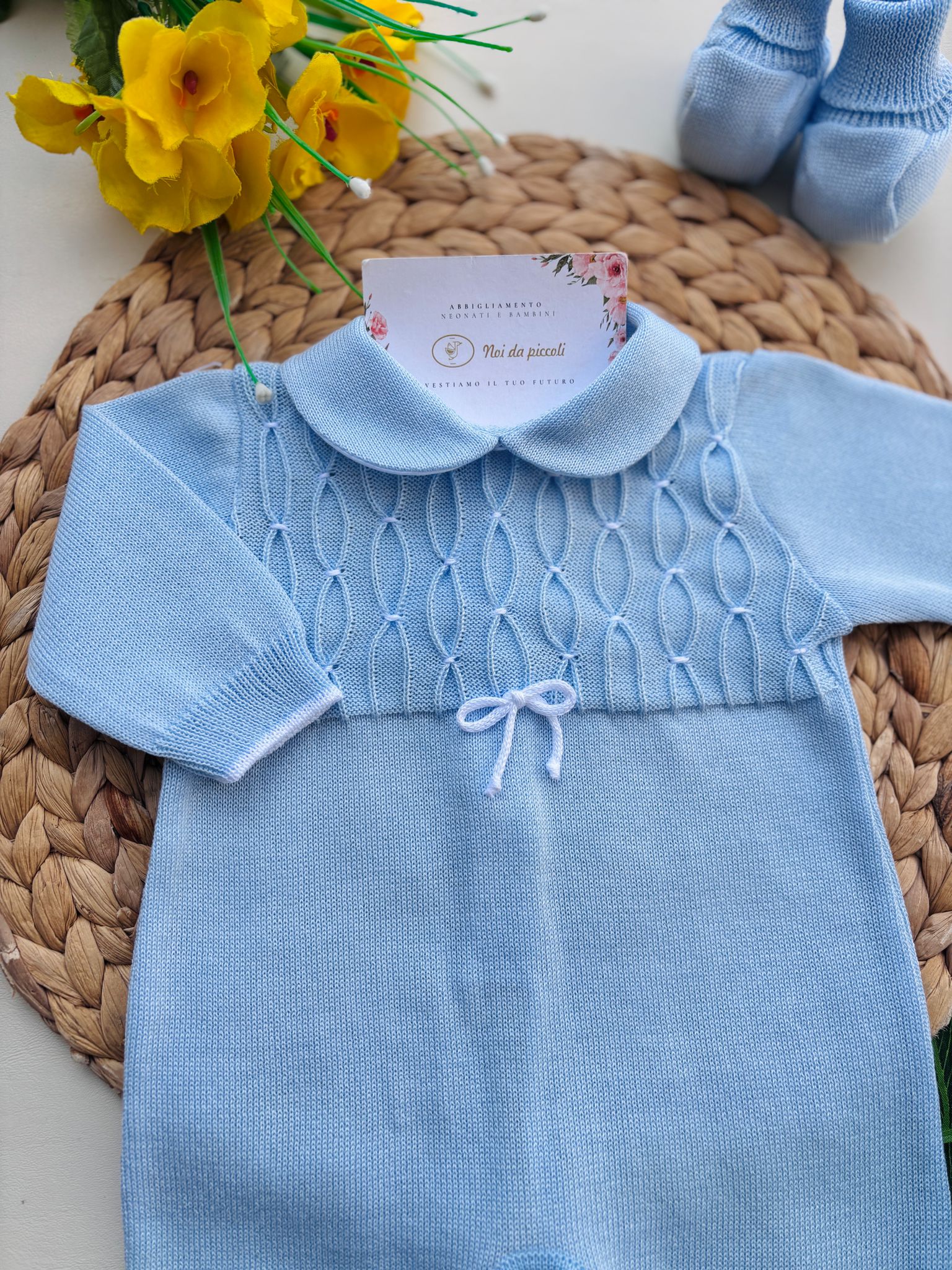 TUTINA CON PARURE 100% FILO DI COTONE CIELO - Noi da piccoli