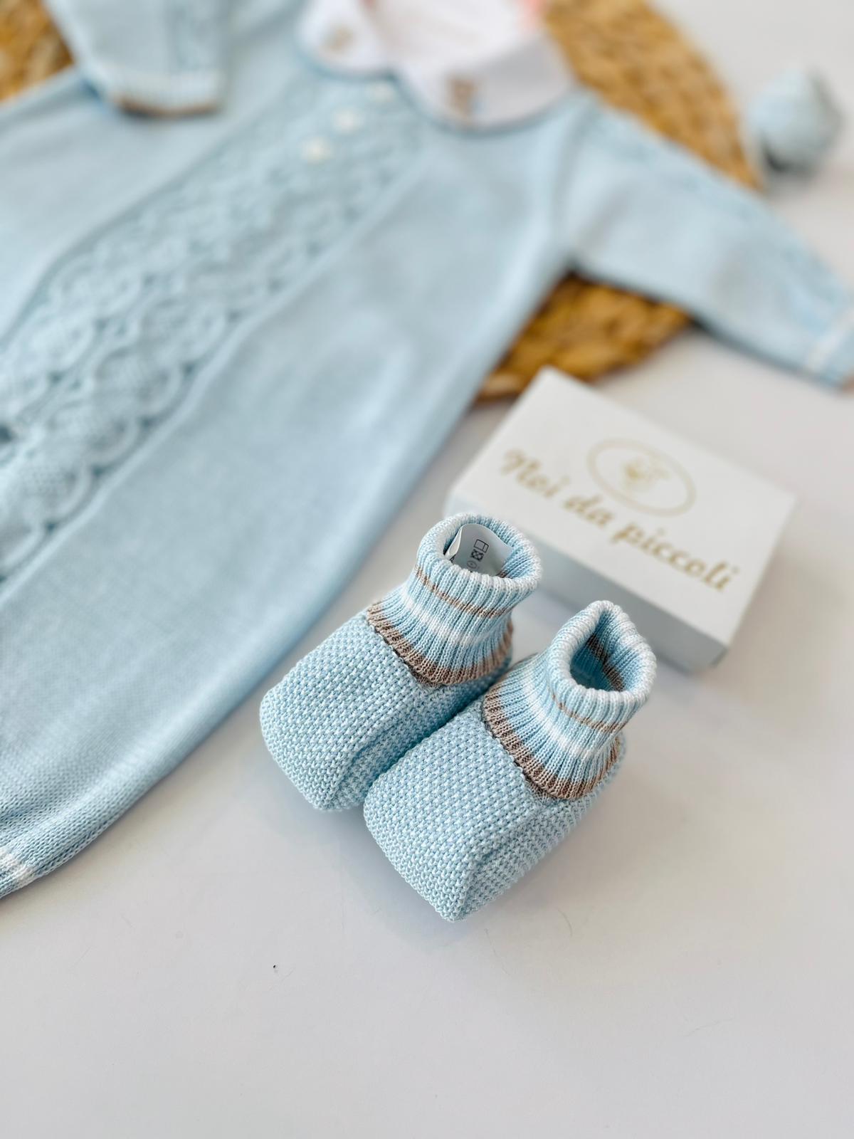 TUTINA CON PARURE 100% FILO DI COTONE CIELO NOCE - Noi da piccoli