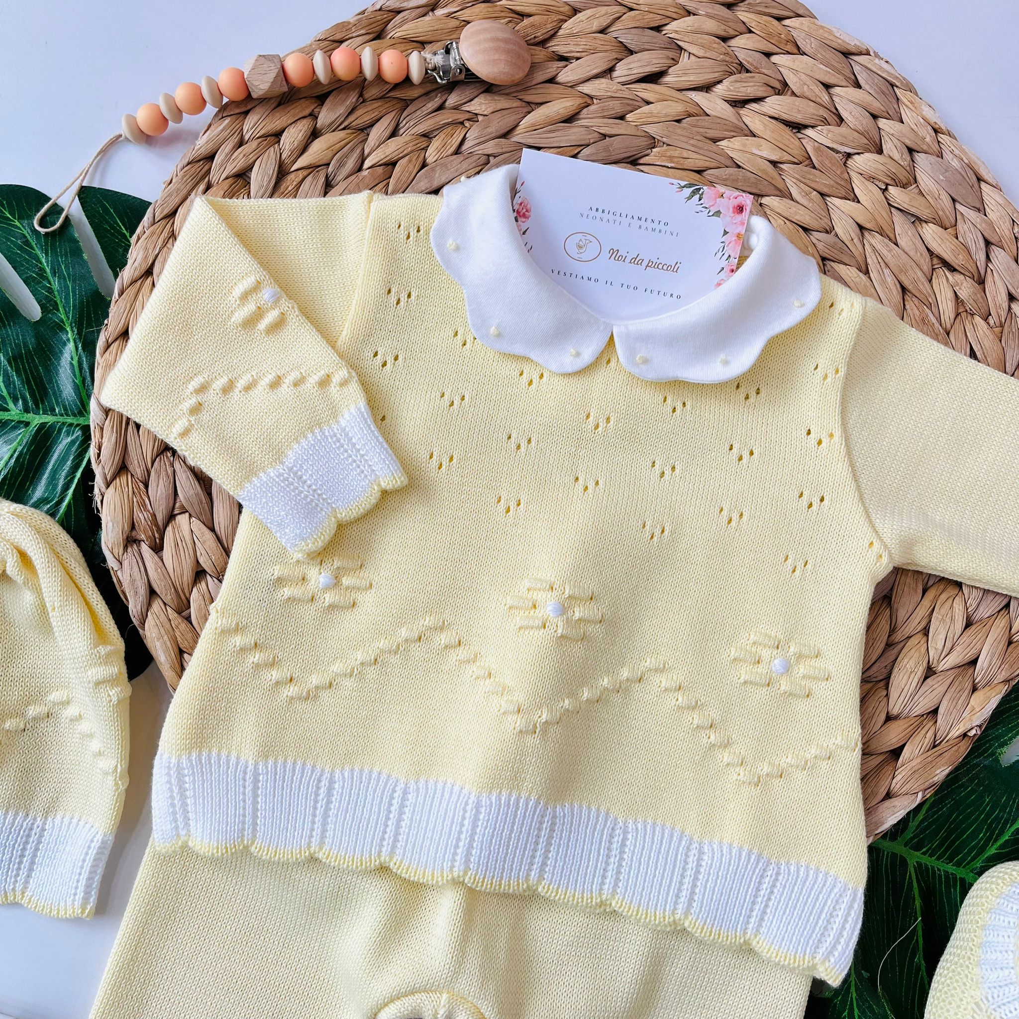 TUTINA CON PARURE 100% FILO DI COTONE GIALLO - Noi da piccoli