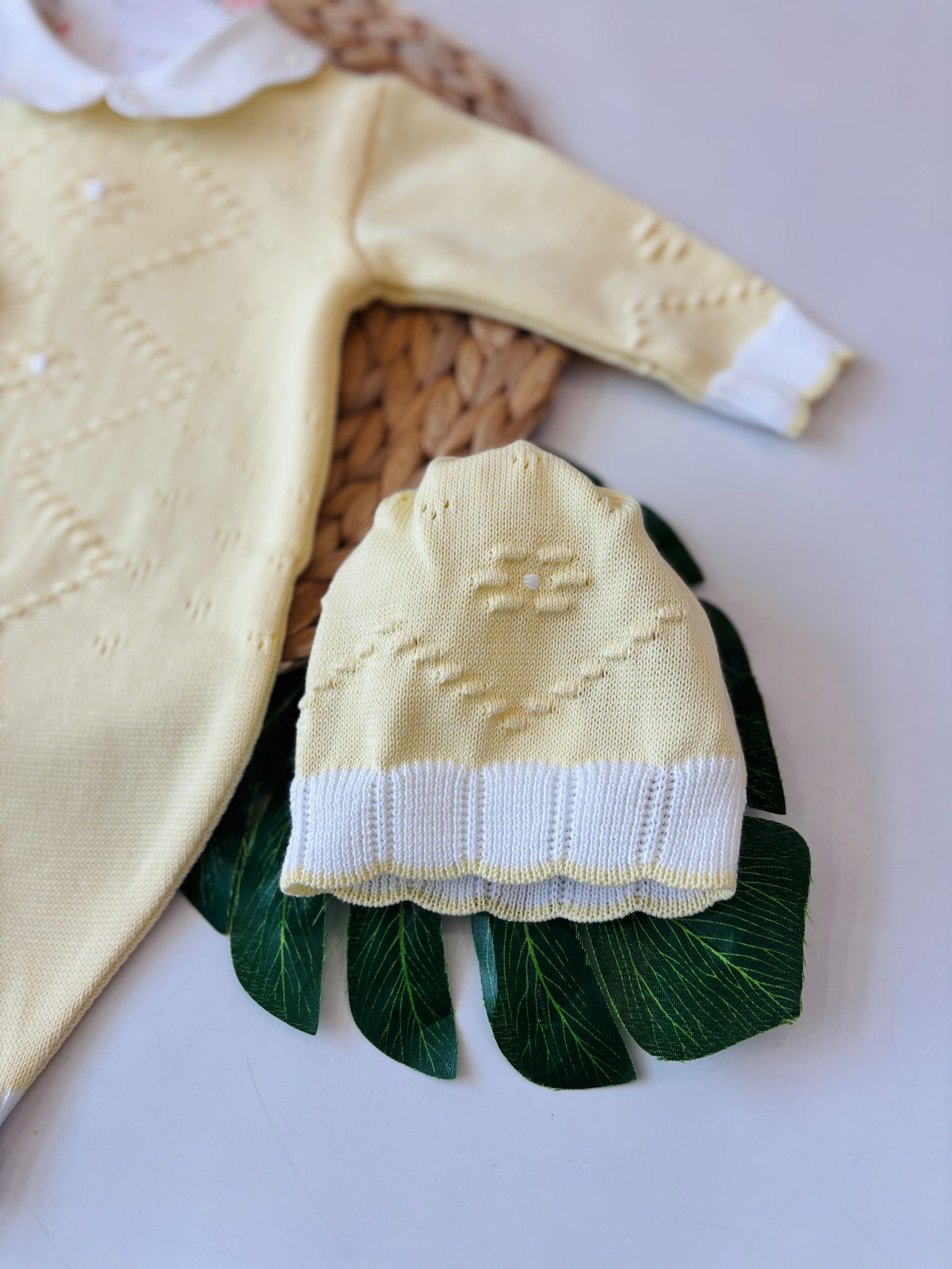 TUTINA CON PARURE 100% FILO DI COTONE GIALLO - Noi da piccoli