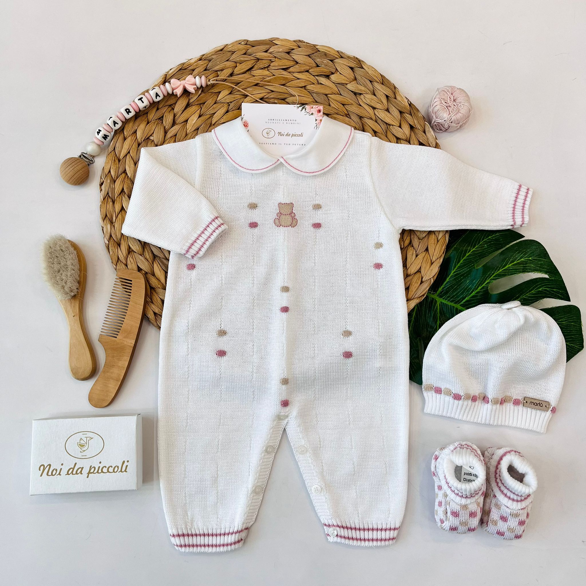 TUTINA CON PARURE 100% FILO DI COTONE MELOGRANO SABBIA - Noi da piccoli