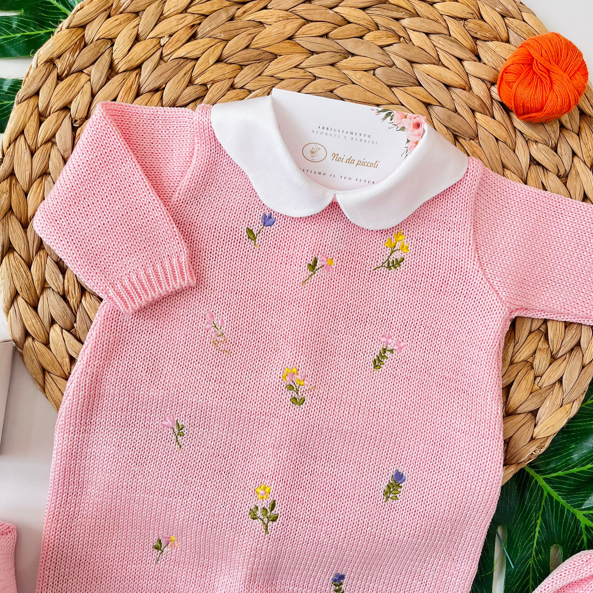 TUTINA CON PARURE 100% FILO DI COTONE ROSA - Noi da piccoli