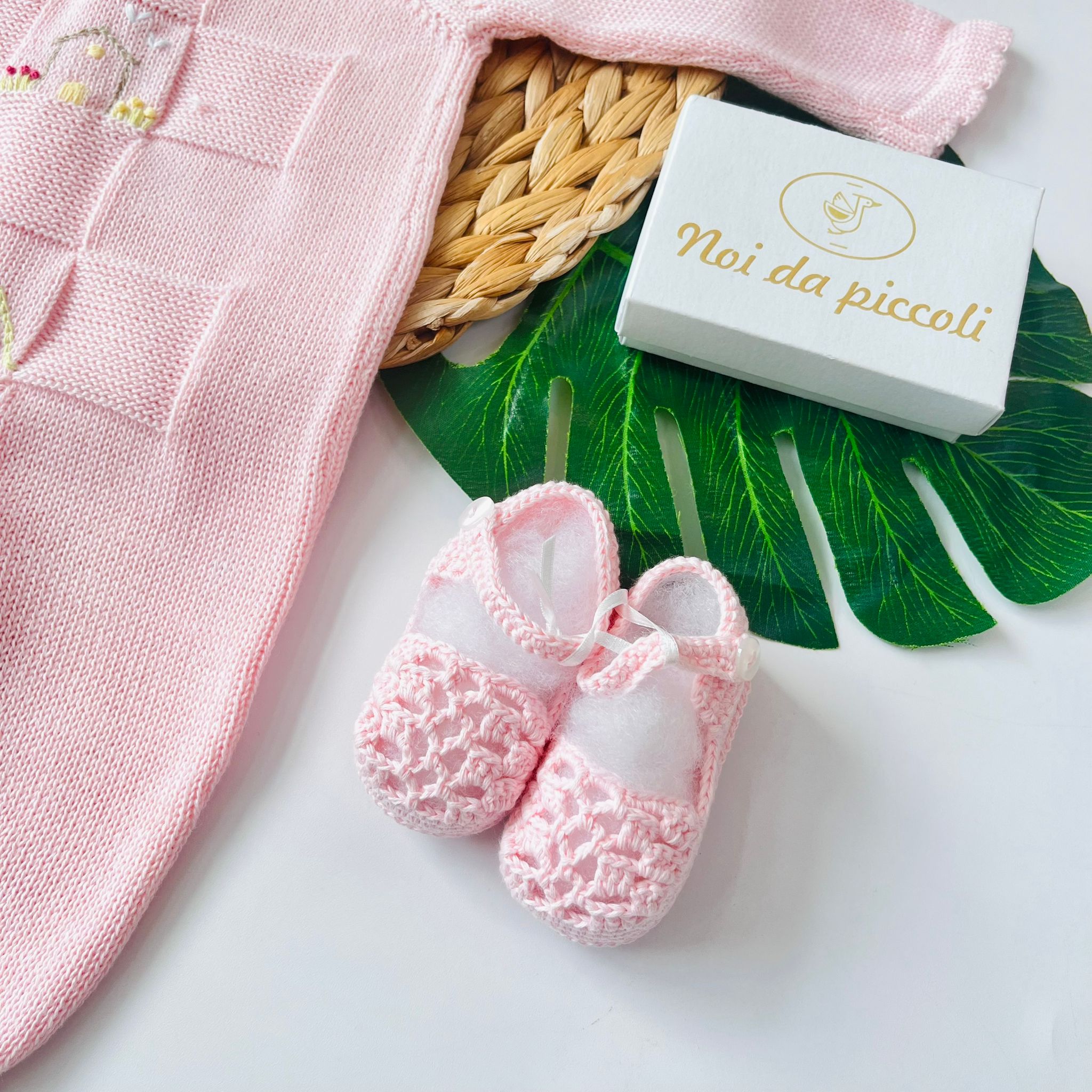 TUTINA CON PARURE 100% FILO DI COTONE ROSA MATILDE - Noi da piccoli