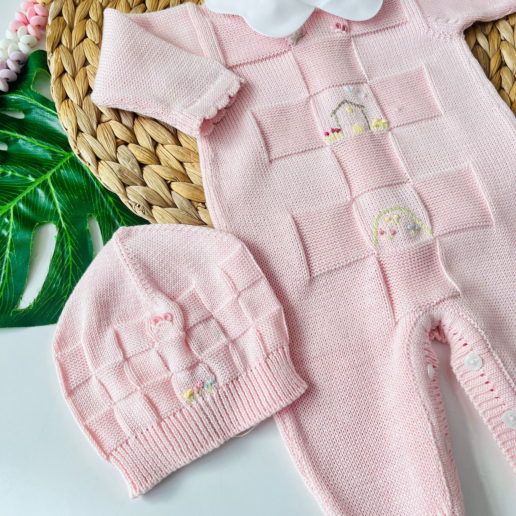 TUTINA CON PARURE 100% FILO DI COTONE ROSA MATILDE - Noi da piccoli