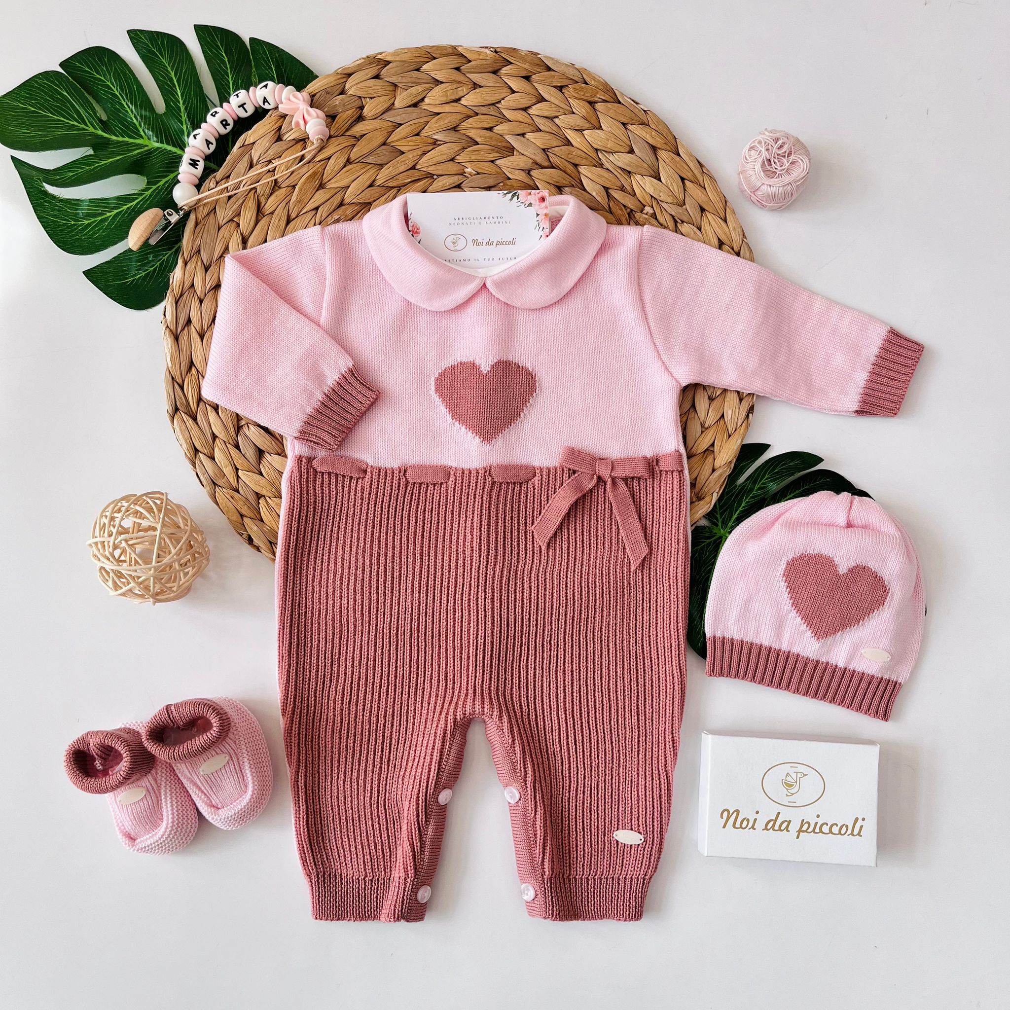 TUTINA CON PARURE 100% LANA MALVA - Noi da piccoli