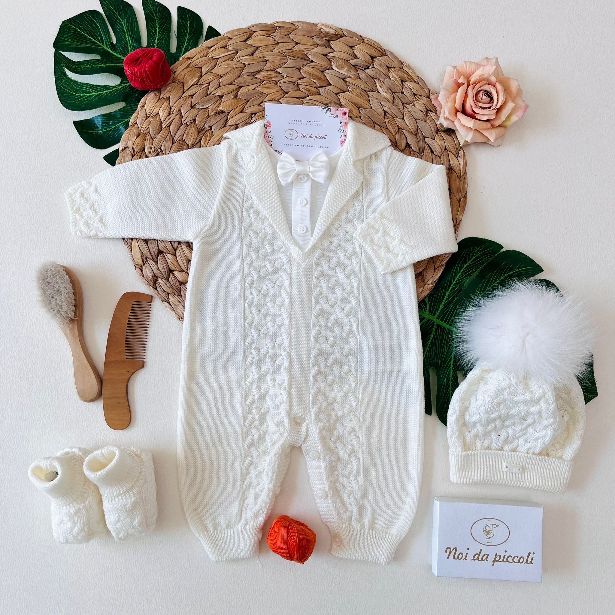 TUTINA CON PARURE 100% LANA VANIGLIA - Noi da piccoli