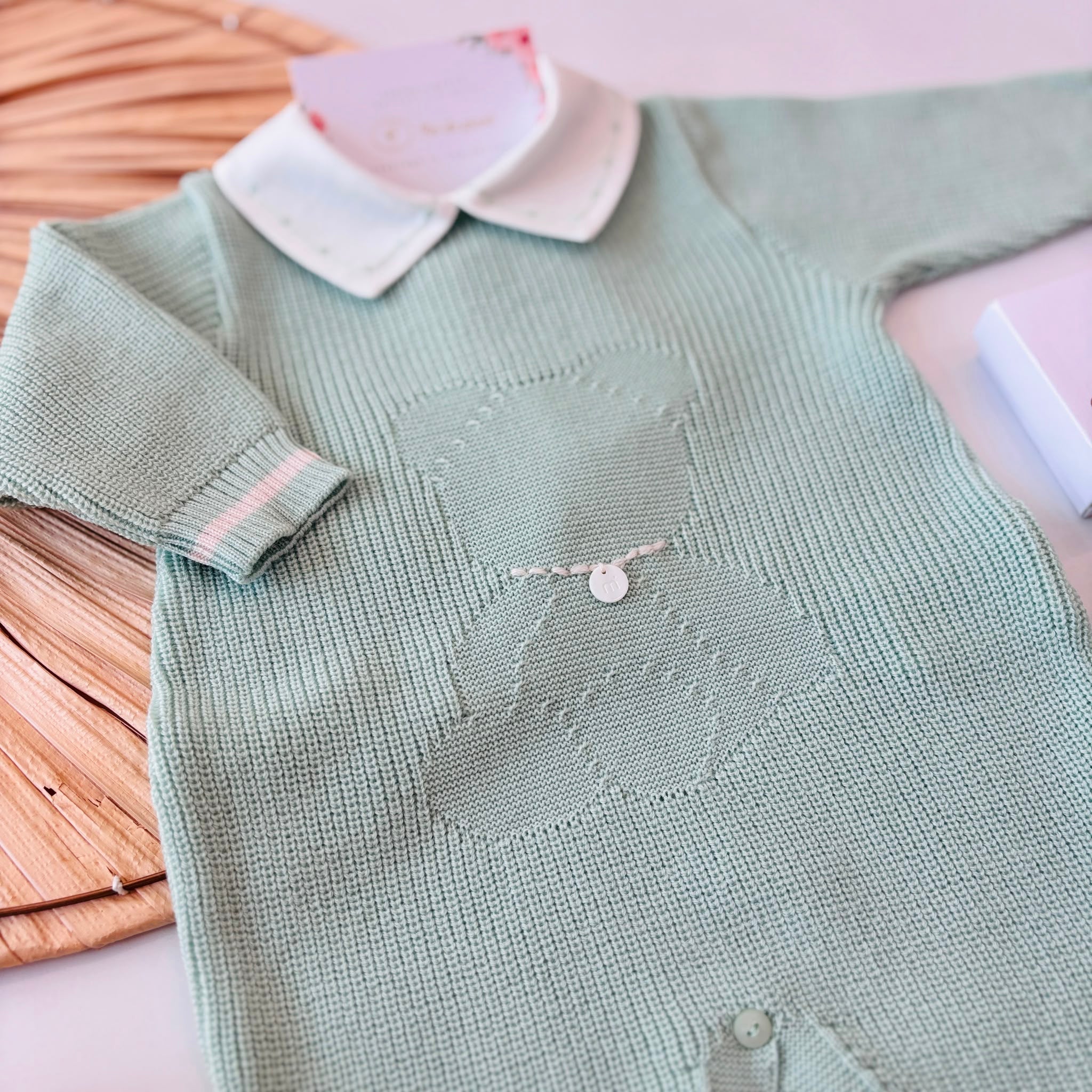 TUTINA CON PARURE 100% LANA VERDE - Noi da piccoli