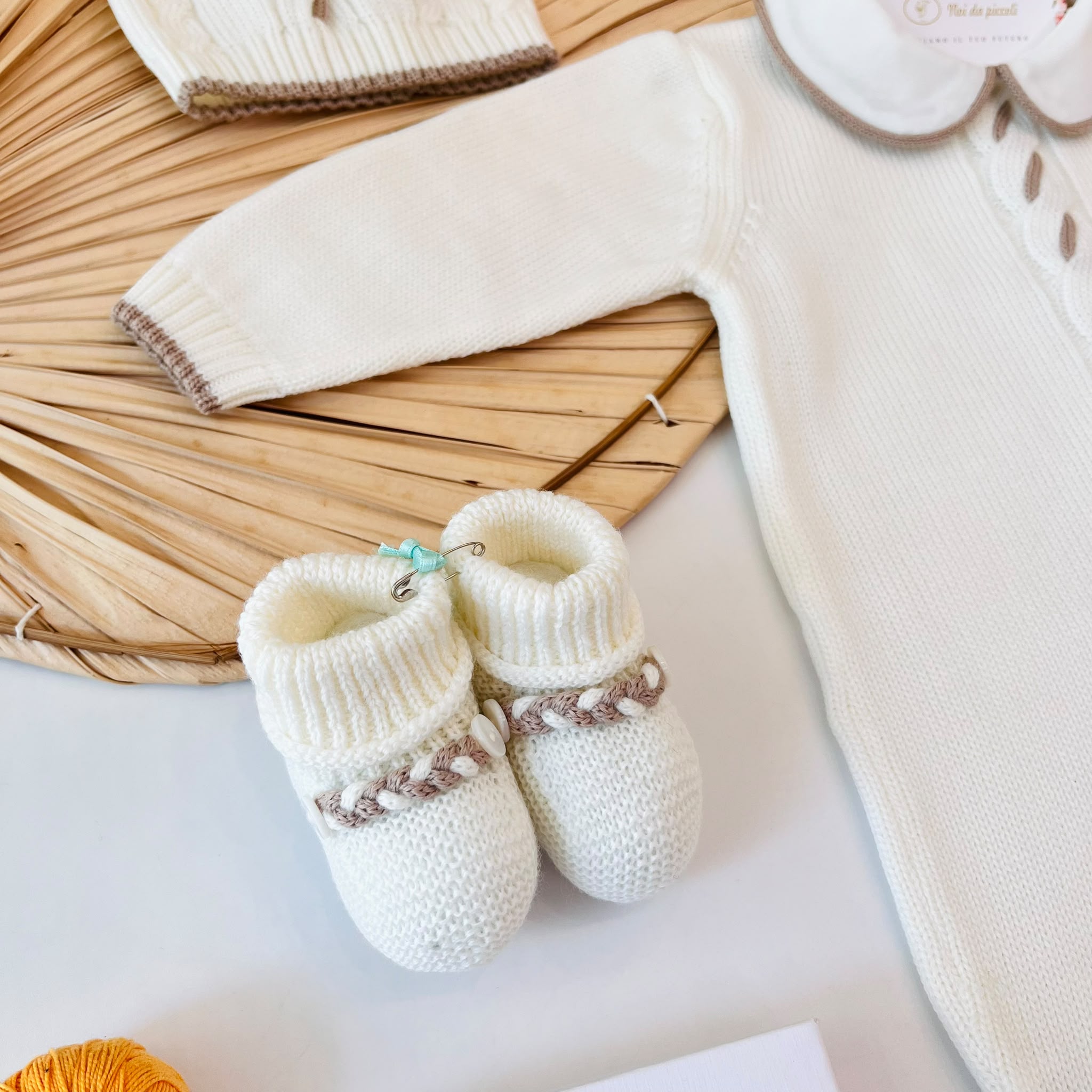 TUTINA CON PARURE 100% PURA LANA MERINO EXTRAFINE PANNA - Noi da piccoli