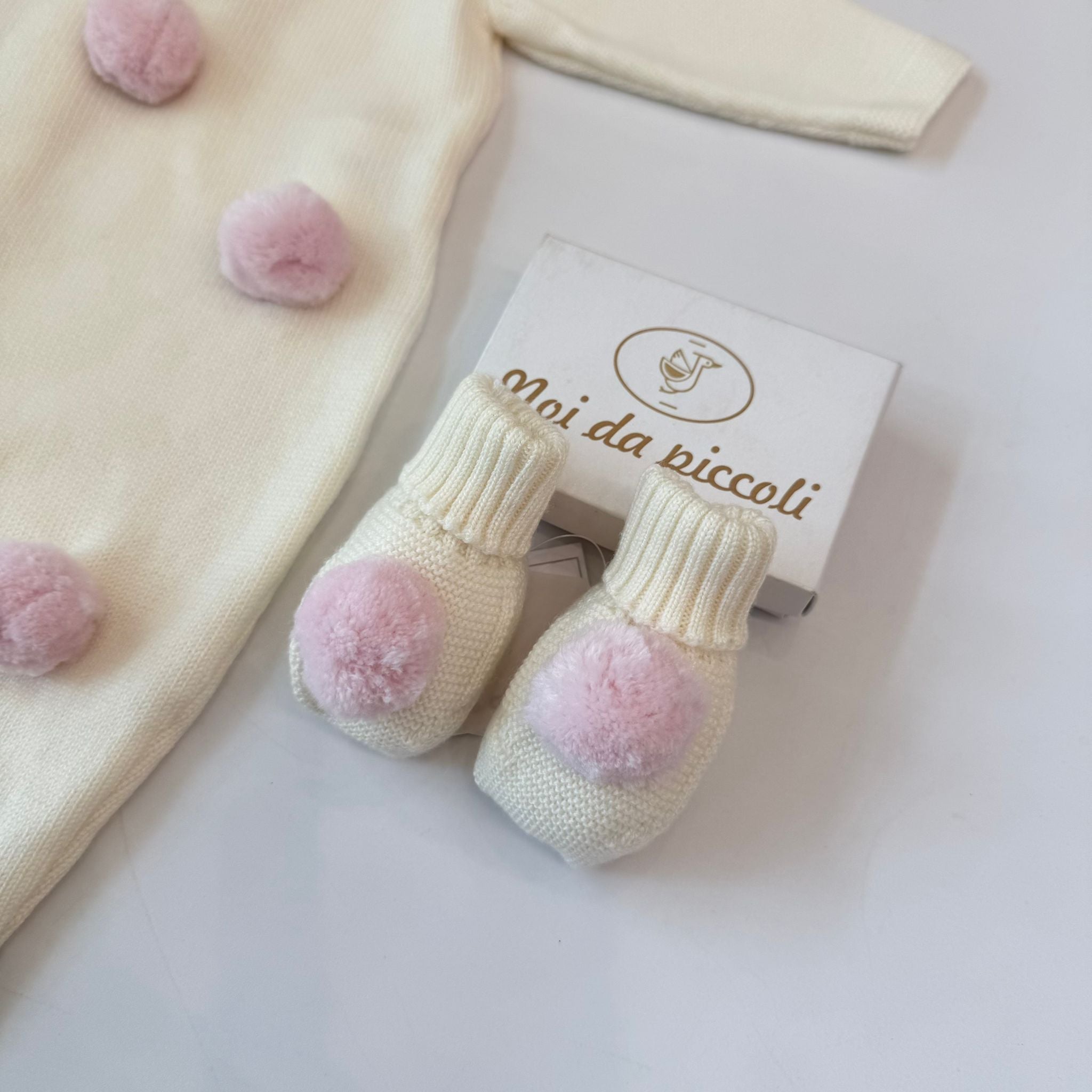 TUTINA CON PARURE 100% PURA LANA MERINO EXTRAFINE PANNA - Noi da piccoli