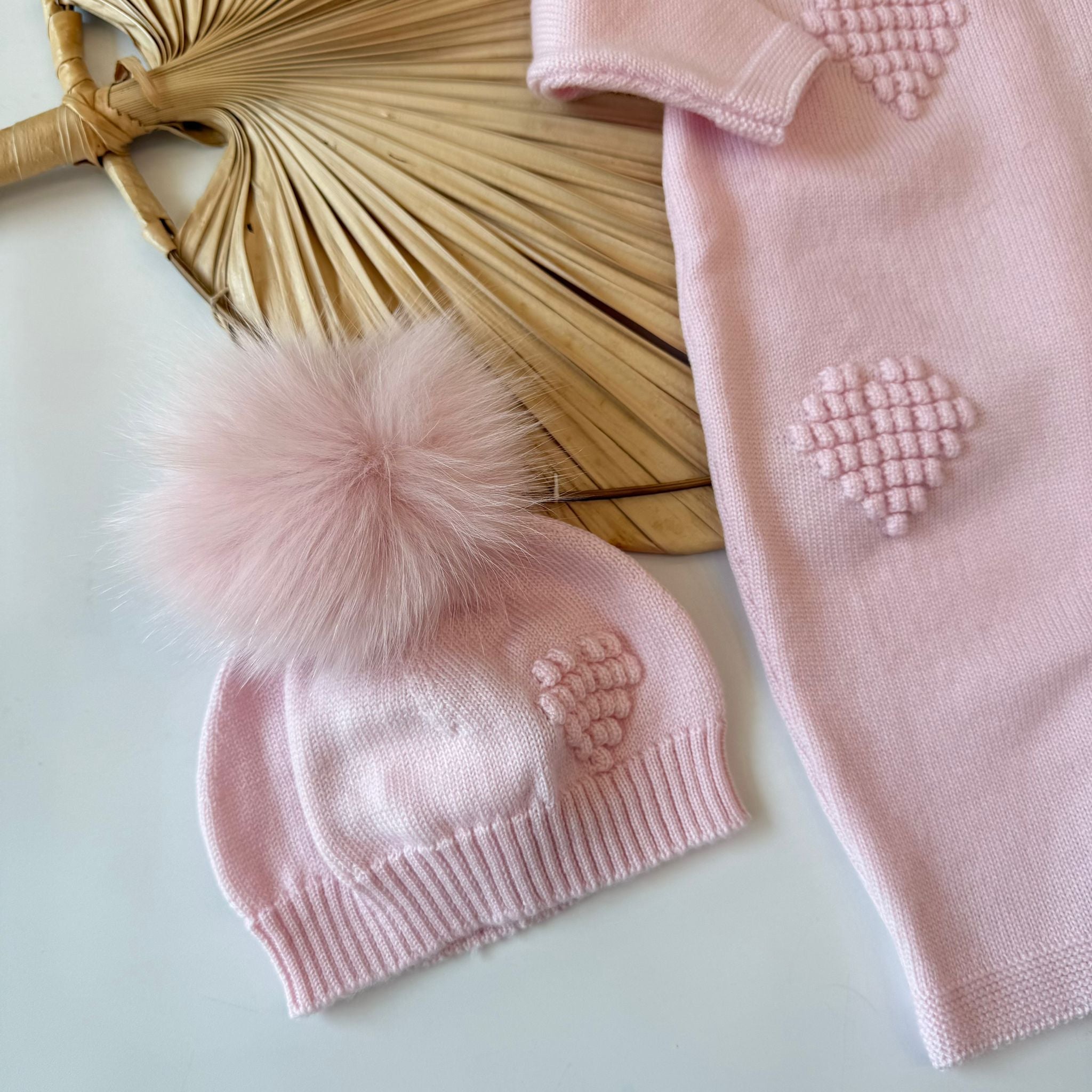 TUTINA CON PARURE 100% PURA LANA MERINO EXTRAFINE ROSA - Noi da piccoli