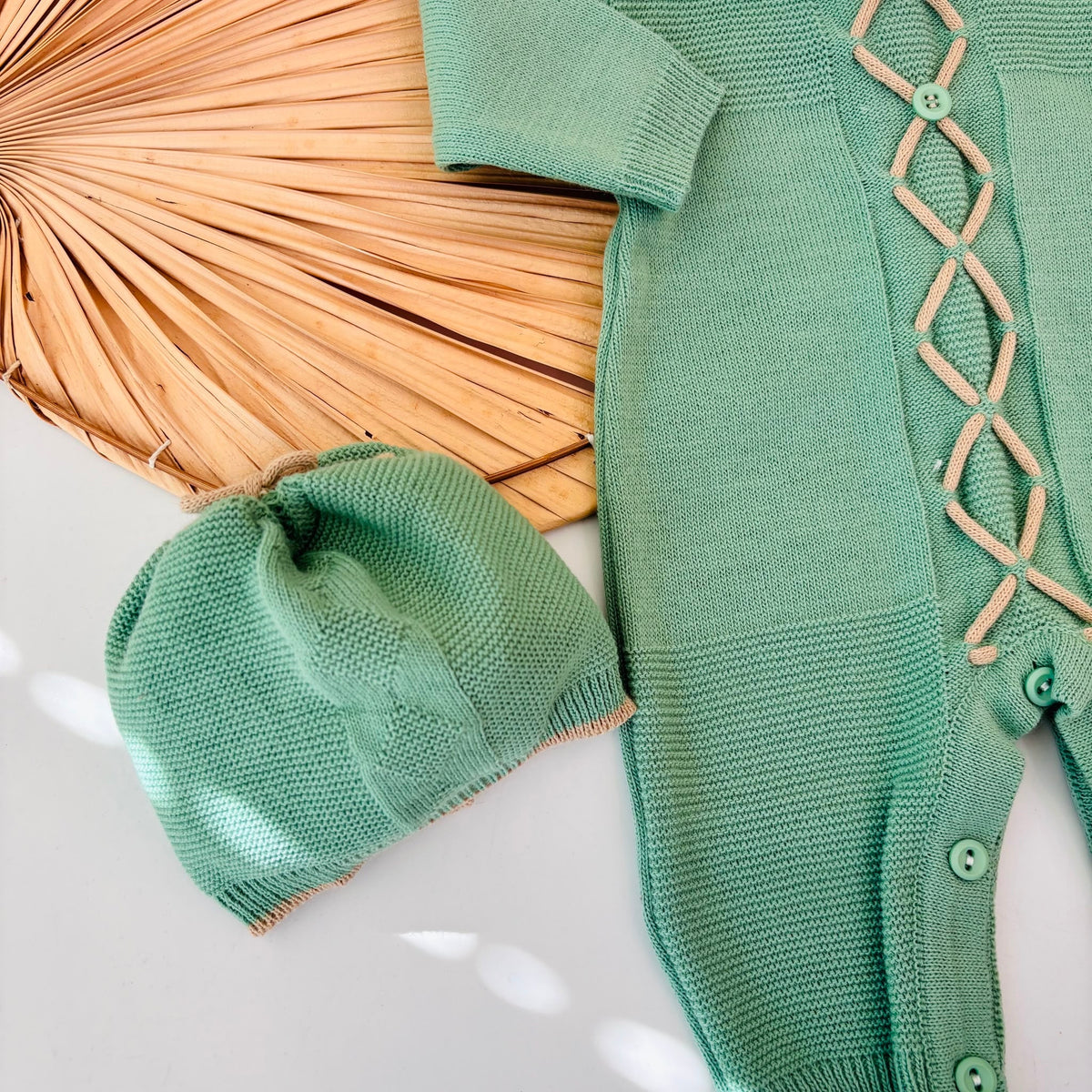 Green Warm Yarn One-Piece with Accessories PAPPA E LATTE - Noi da piccoli